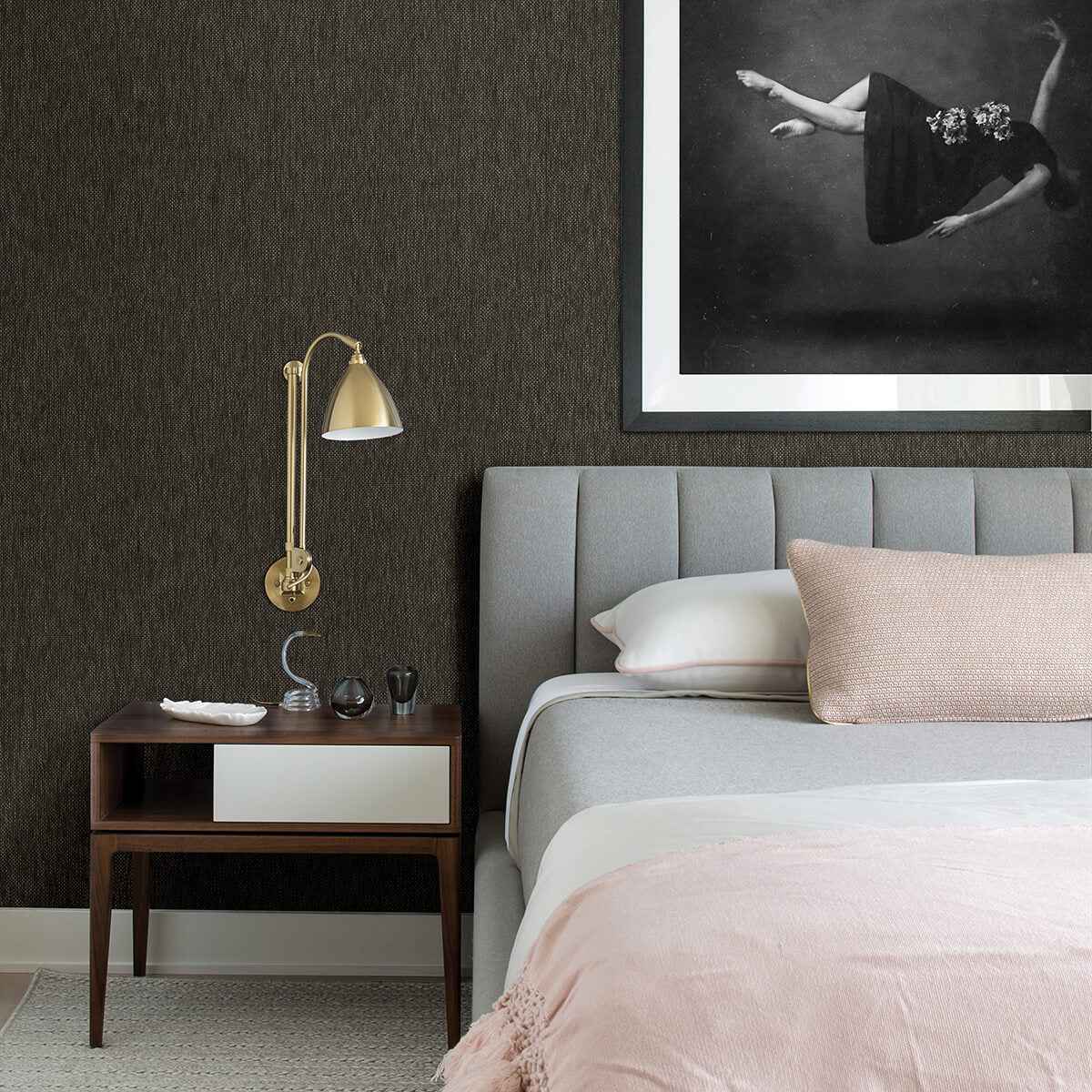 Jia Charcoal Paper Weave Grasscloth Wallpaper - York Wallcoverings - 2972-86141 - York Wallcoverings Wallpaper