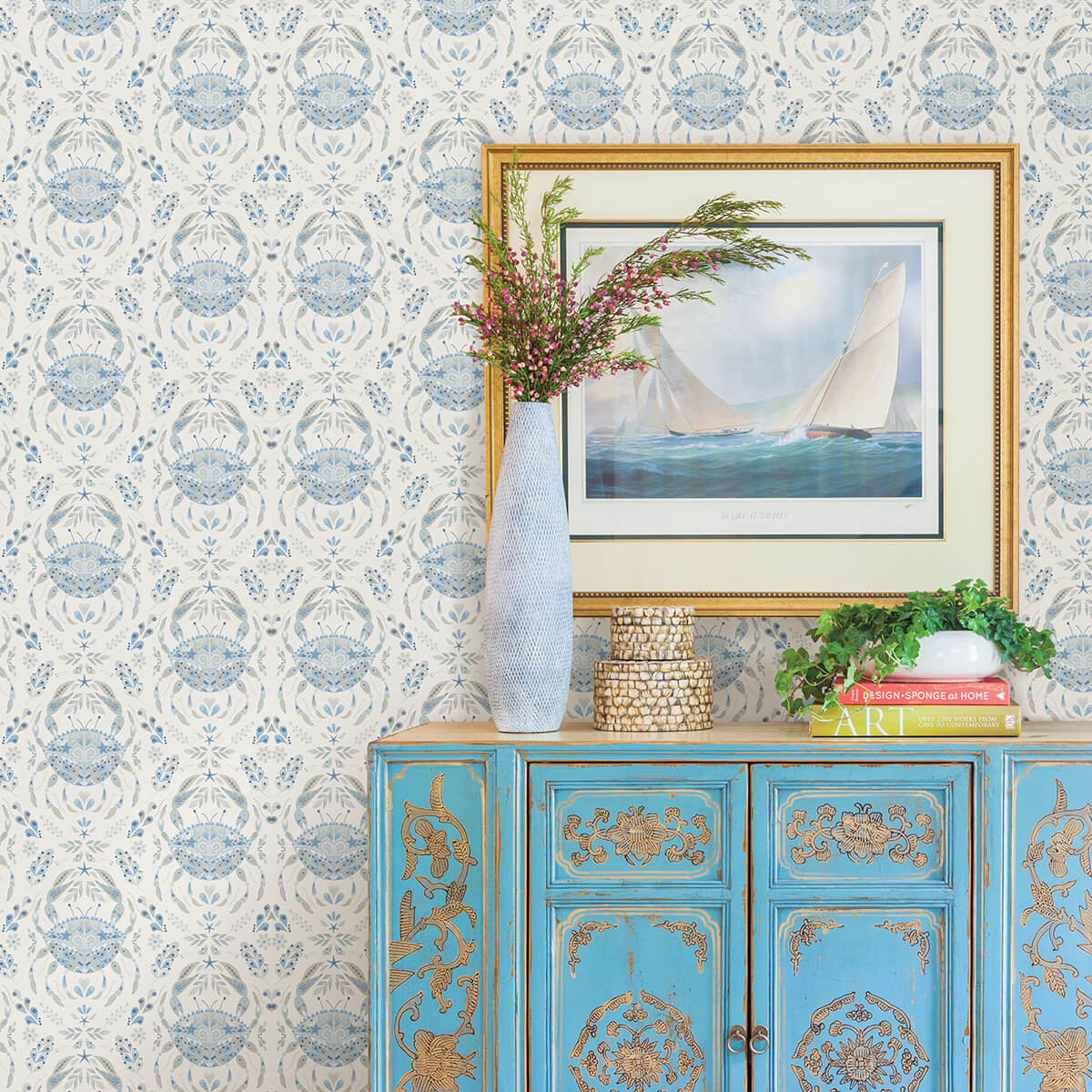 blue-shellby-peel-and-stick-wallpaper-york-wallcoverings-nus4447 - York Wallcoverings Wallpaper