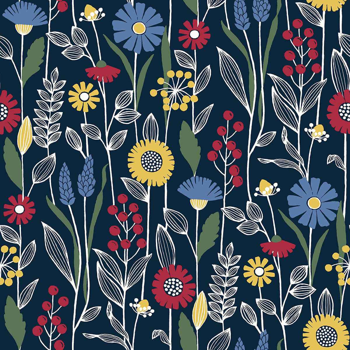 Navy Jane Peel & Stick Wallpaper - York Wallcoverings - NUS4045