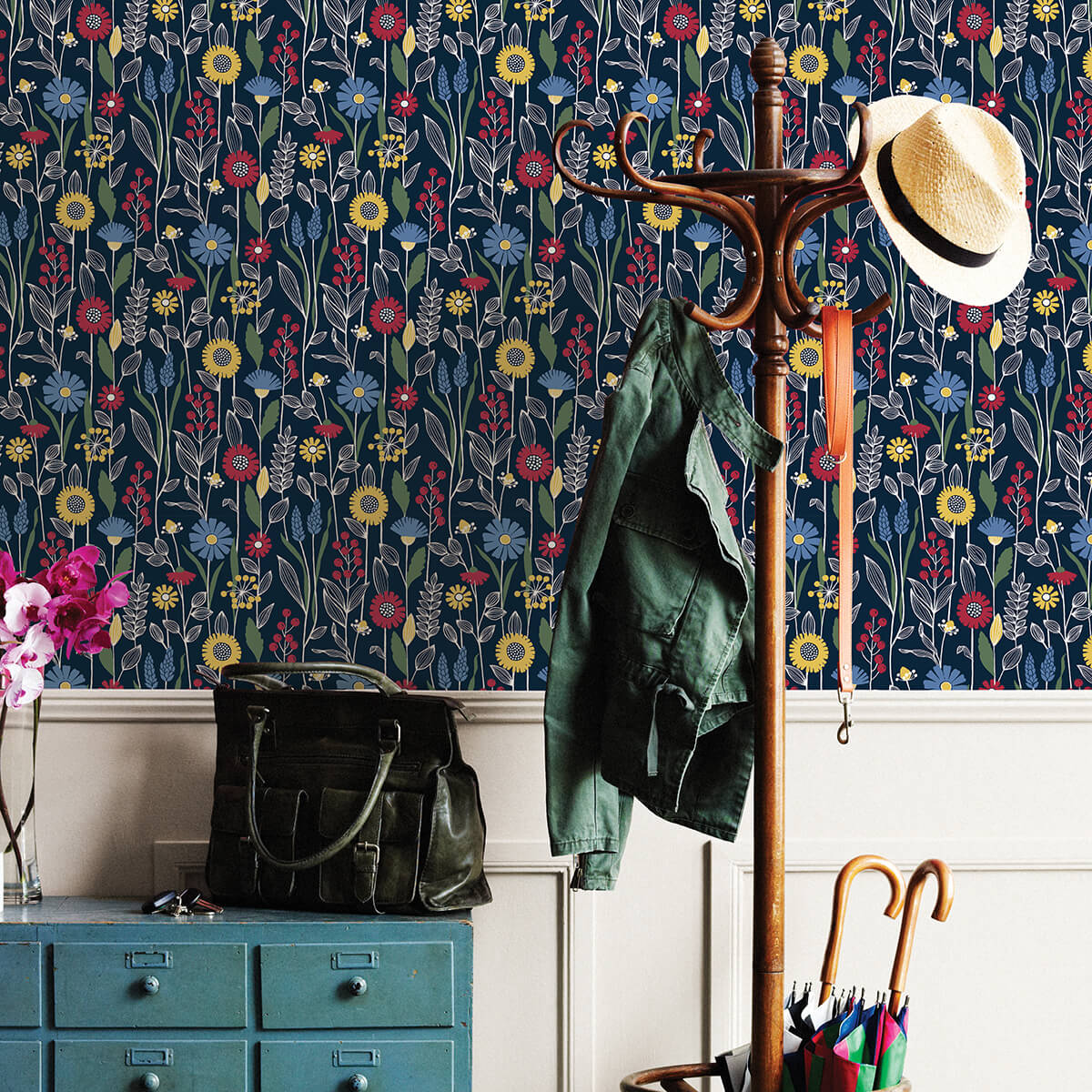 navy-jane-peel-and-stick-wallpaper-york-wallcoverings-nus4045 - York Wallcoverings Wallpaper