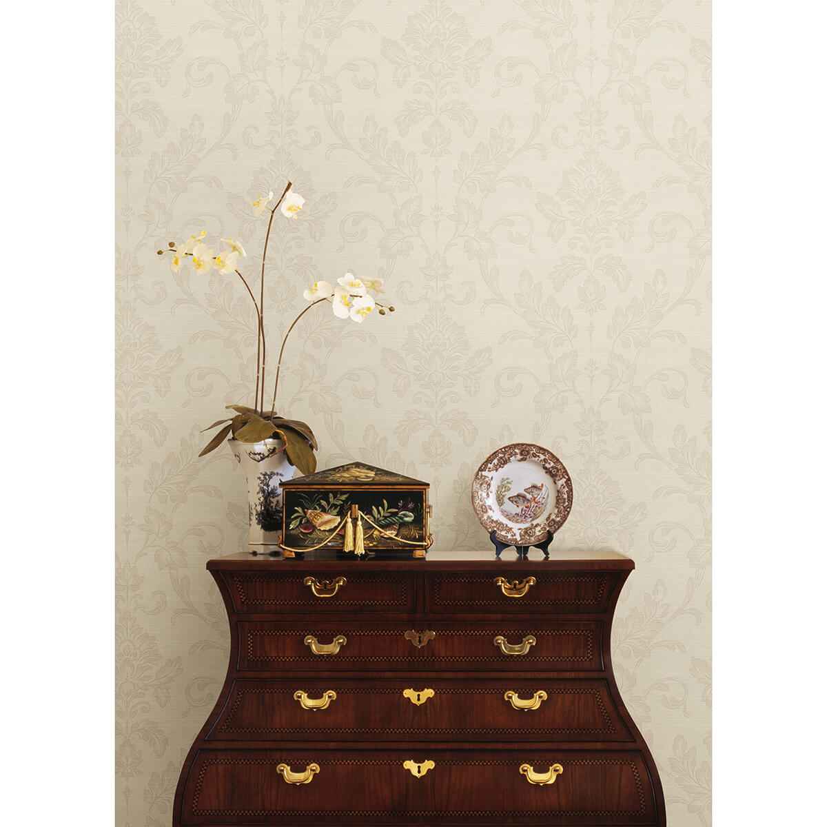 Antonella Rose Gold Scroll Wallpaper - York Wallcoverings - 4058-21787 - York Wallcoverings Wallpaper