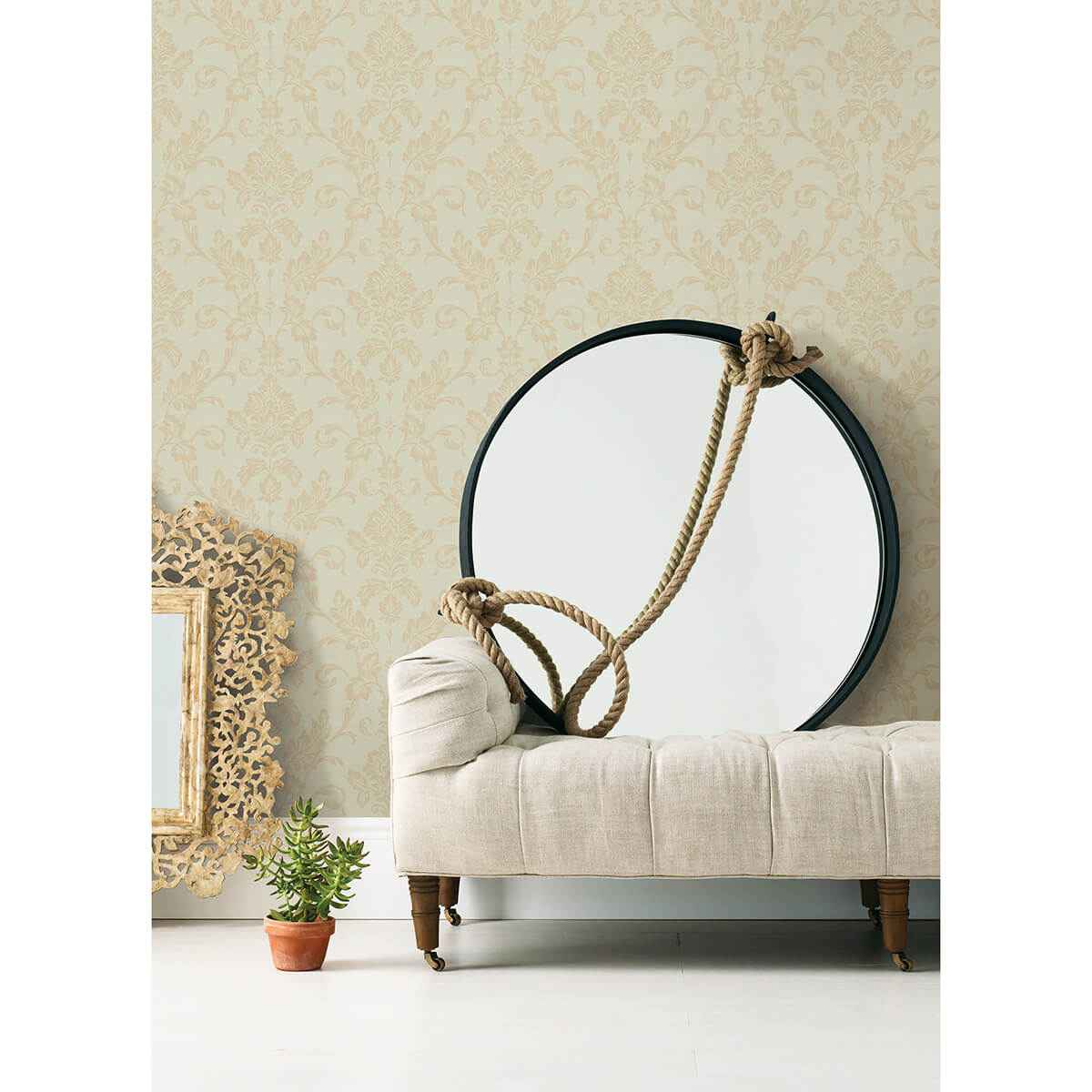 Antonella Gold Scroll Wallpaper - York Wallcoverings - 4058-21788 - York Wallcoverings Wallpaper