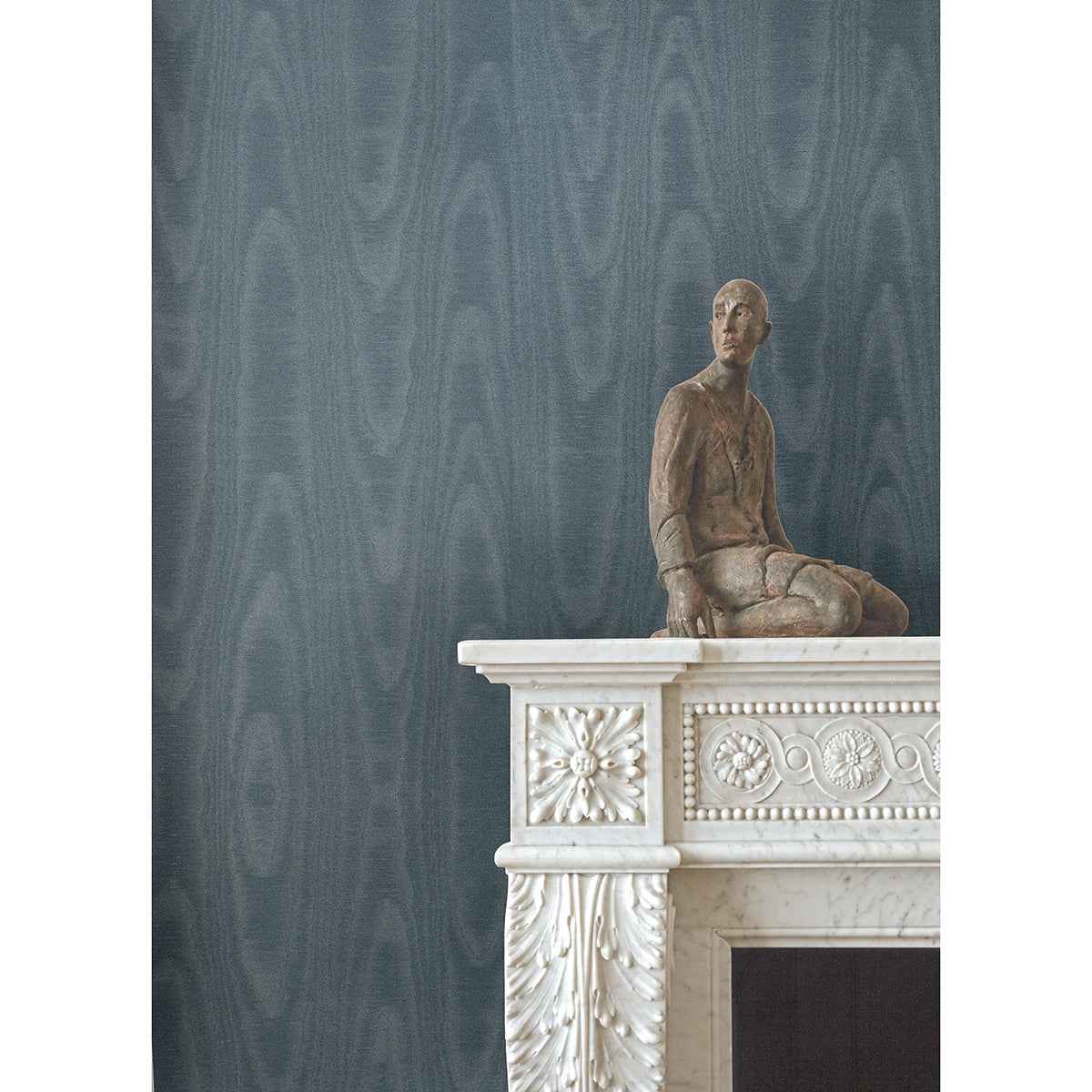 Angelina Denim Moire Wallpaper - York Wallcoverings - 4058-24817