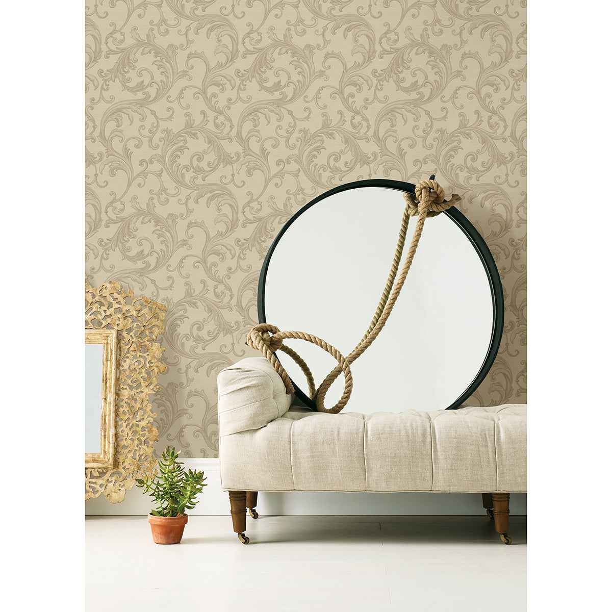 Noemi Taupe Acanthus Wallpaper - York Wallcoverings - 4058-24831 - York Wallcoverings Wallpaper