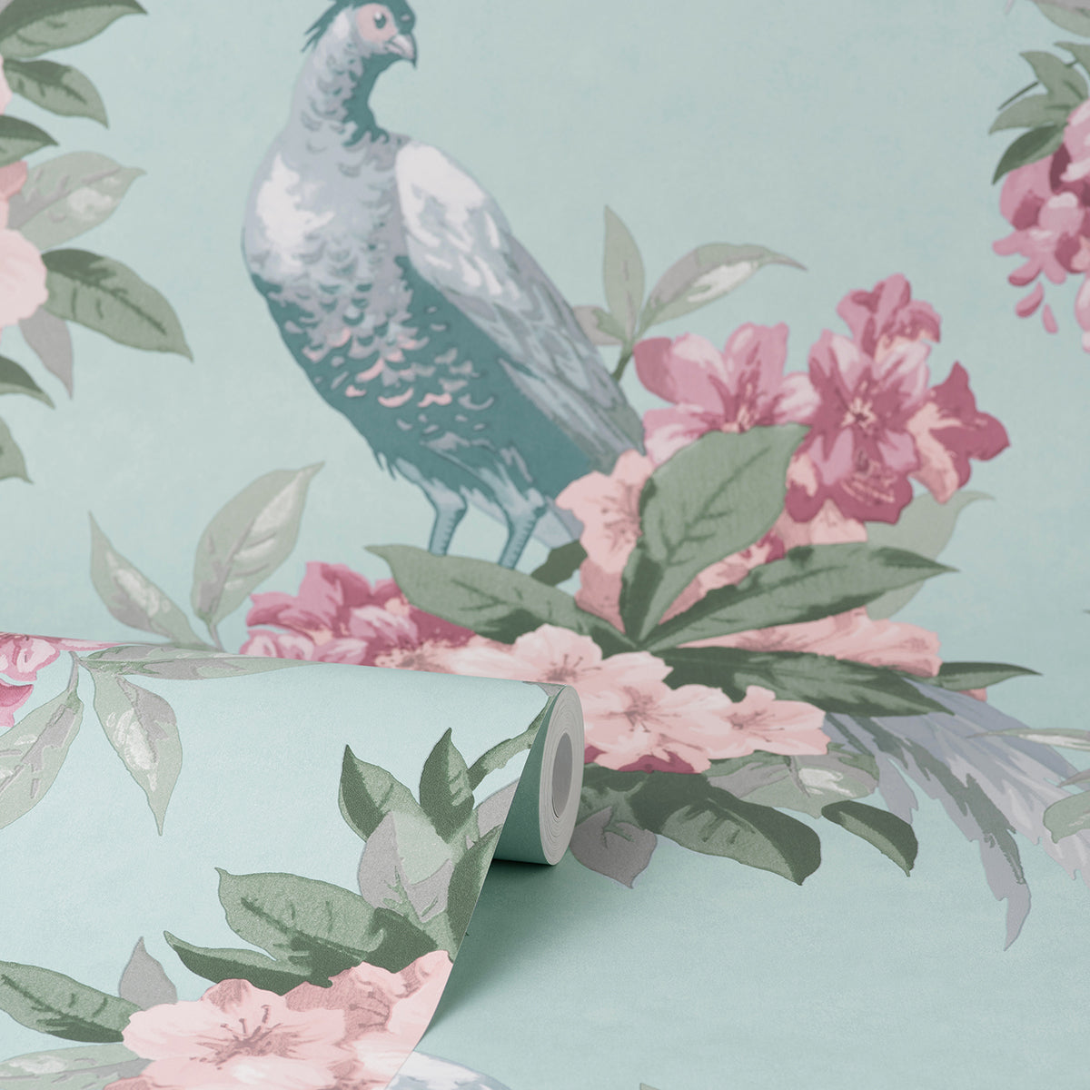 golden-pheasant-aqua-floral-wallpaper-york-wallcoverings-m1663 - York Wallcoverings Wallpaper