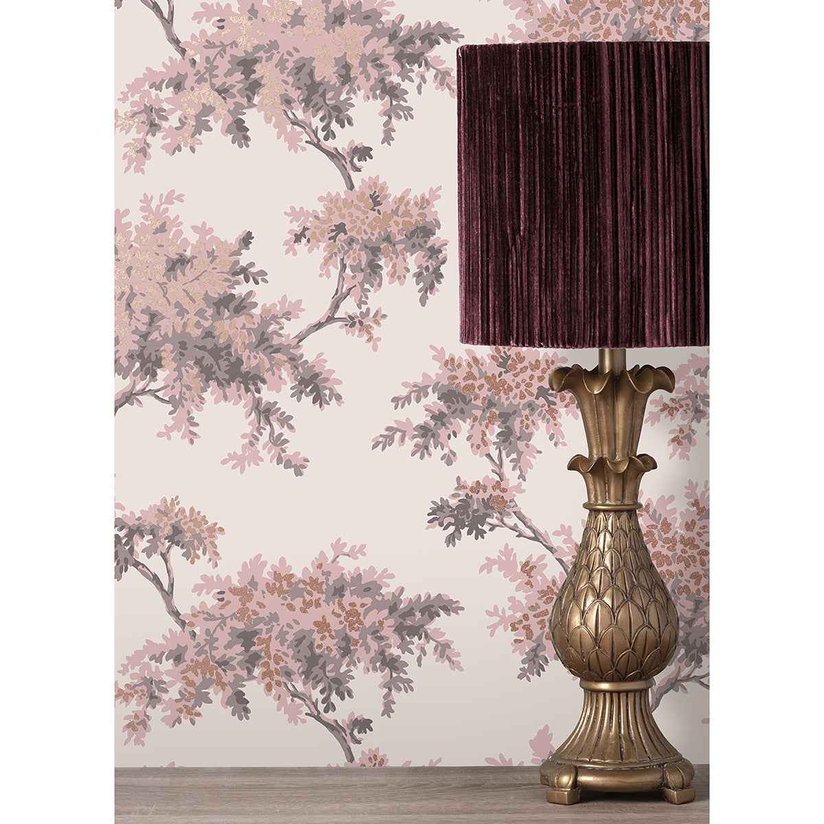 Ashdown Pink Tree Wallpaper - York Wallcoverings - M1670 - York Wallcoverings Wallpaper
