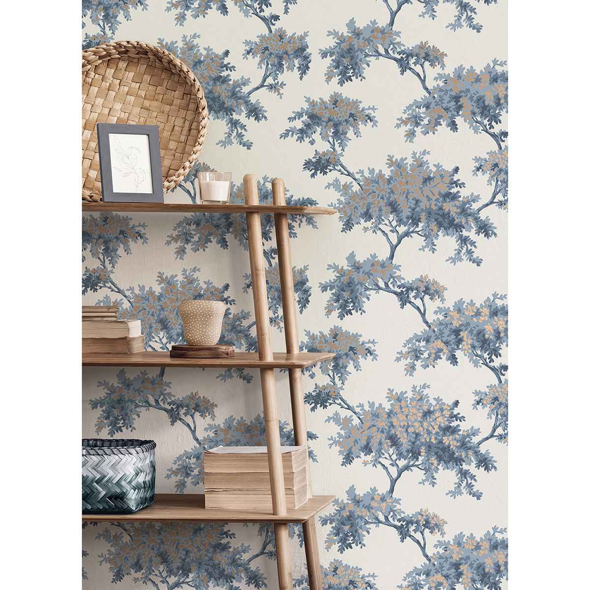 Ashdown Dark Blue Tree Wallpaper - York Wallcoverings - M1672