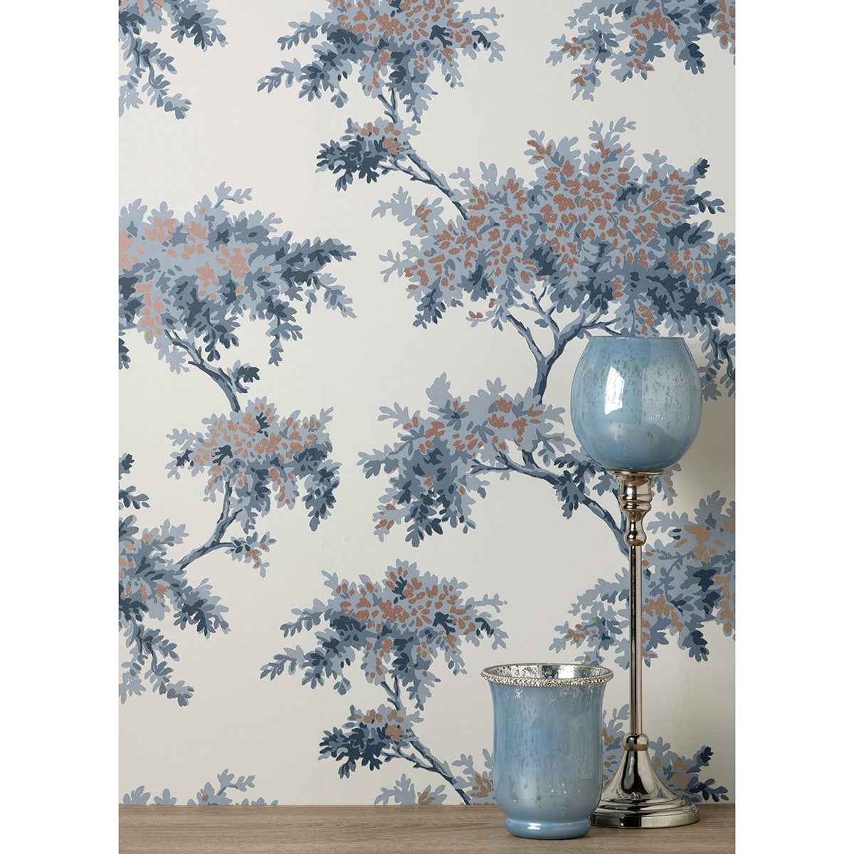 Ashdown Dark Blue Tree Wallpaper - York Wallcoverings - M1672 - York Wallcoverings Wallpaper