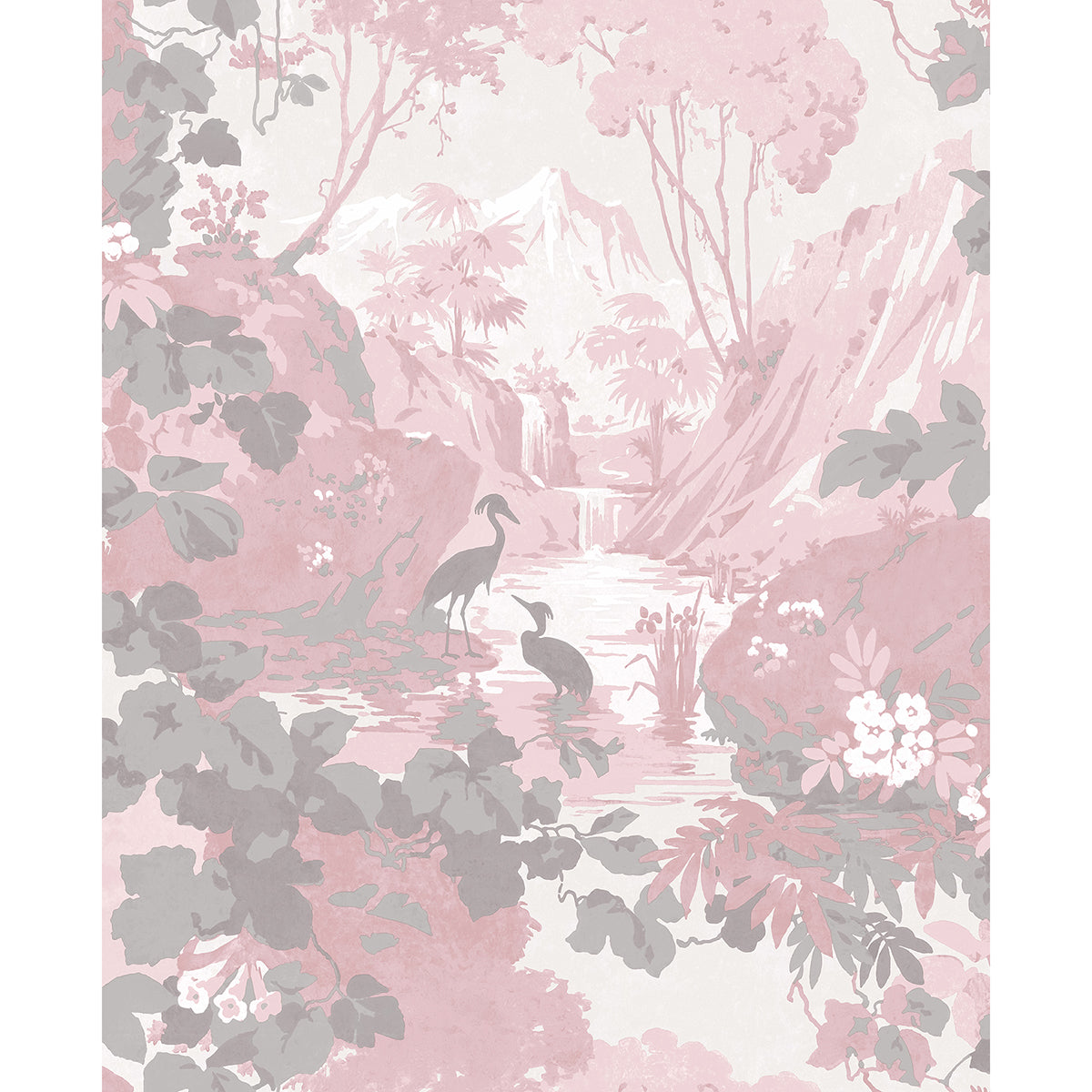 eden-pink-crane-lagoon-wallpaper-york-wallcoverings-m1676 - York Wallcoverings Papel pintado