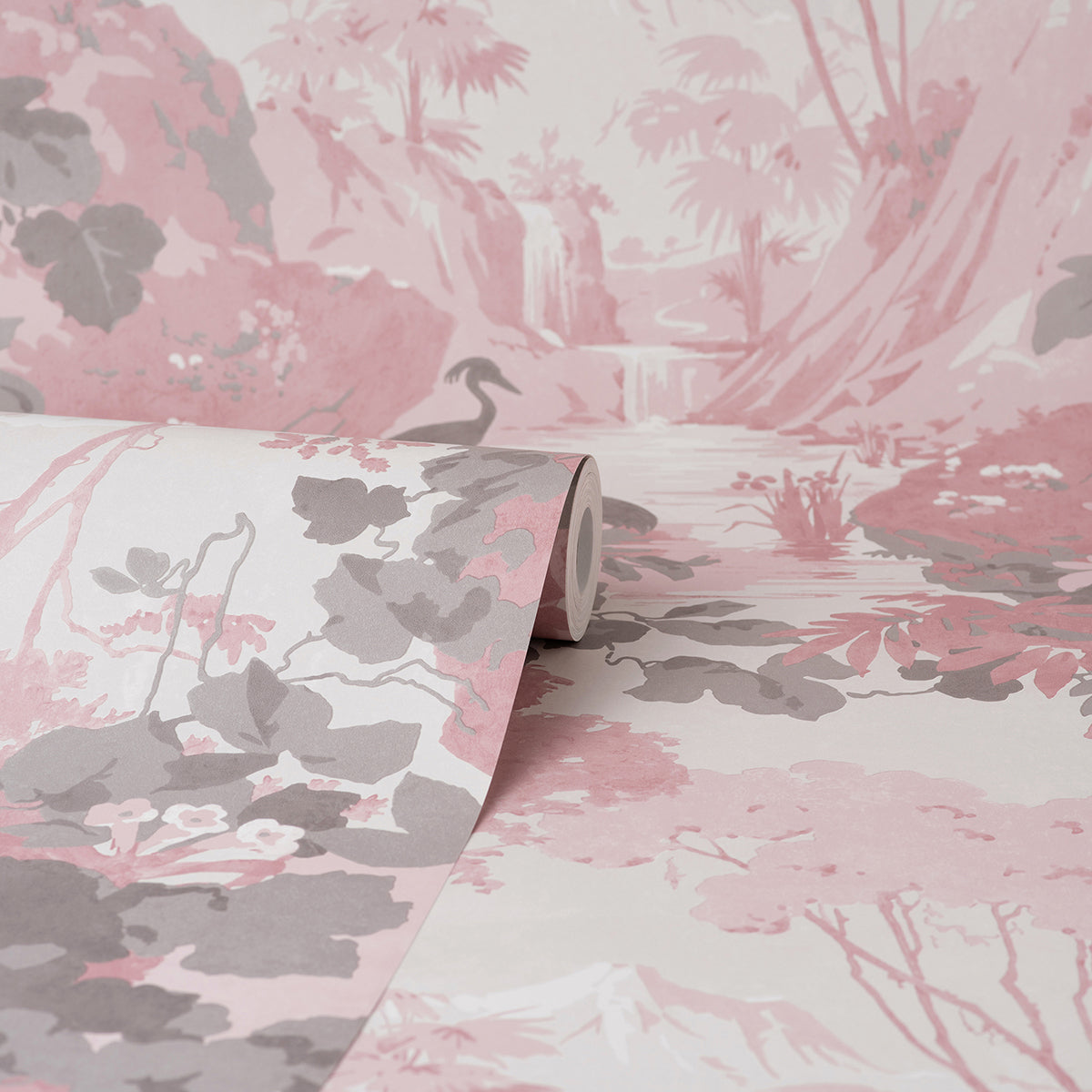 eden-pink-crane-lagoon-wallpaper-york-wallcoverings-m1676 - York Wallcoverings Papel pintado
