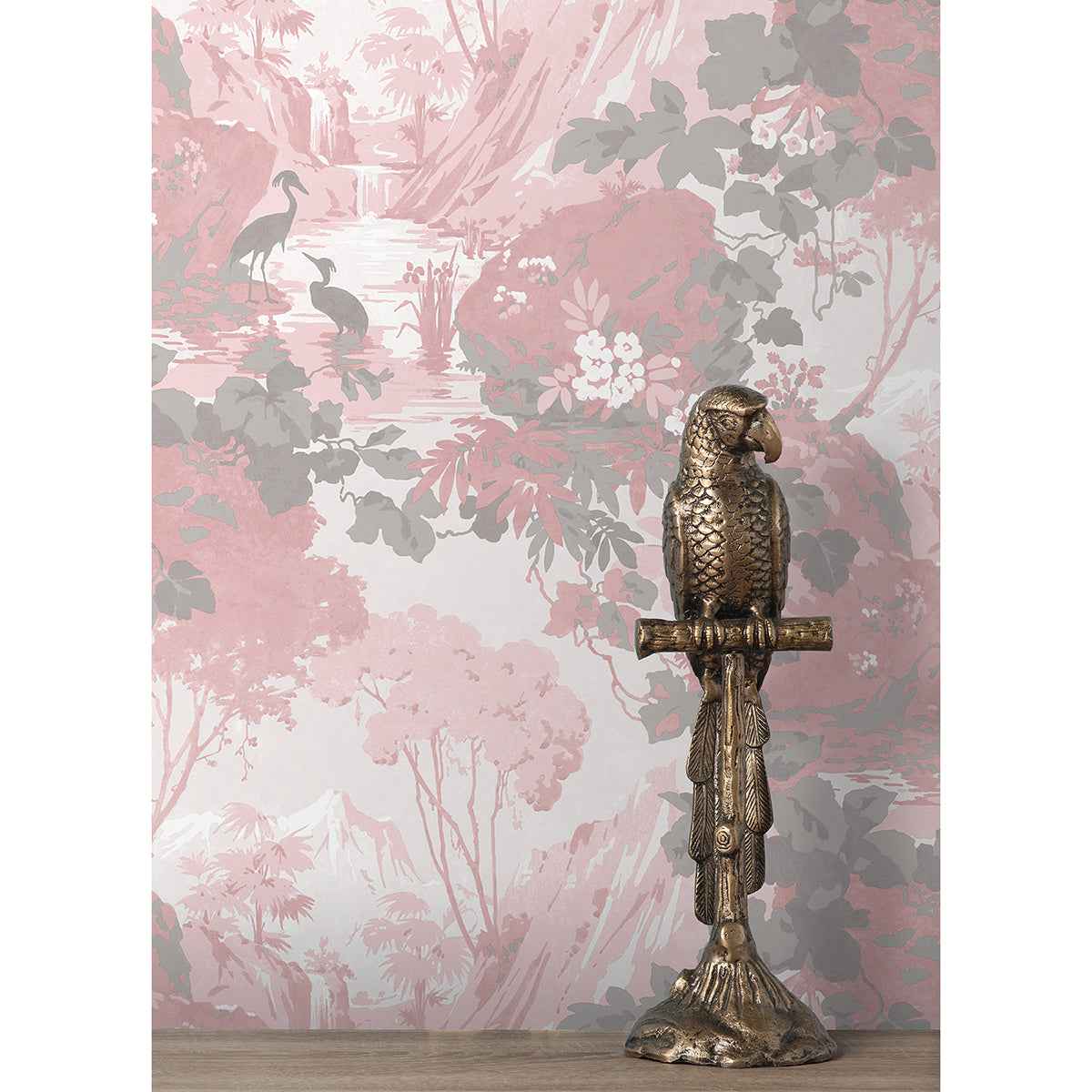 Eden Pink Crane Lagoon Wallpaper - York Wallcoverings - M1676 - York Wallcoverings Wallpaper