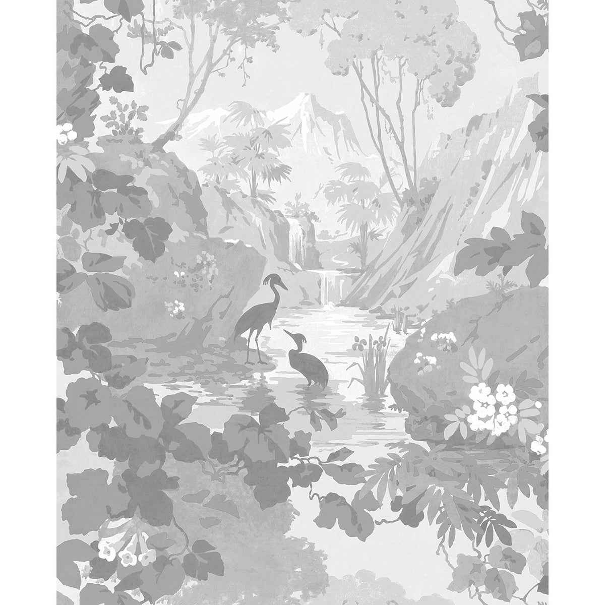Eden Grey Crane Lagoon Wallpaper - York Wallcoverings - M1677 - York Wallcoverings Wallpaper