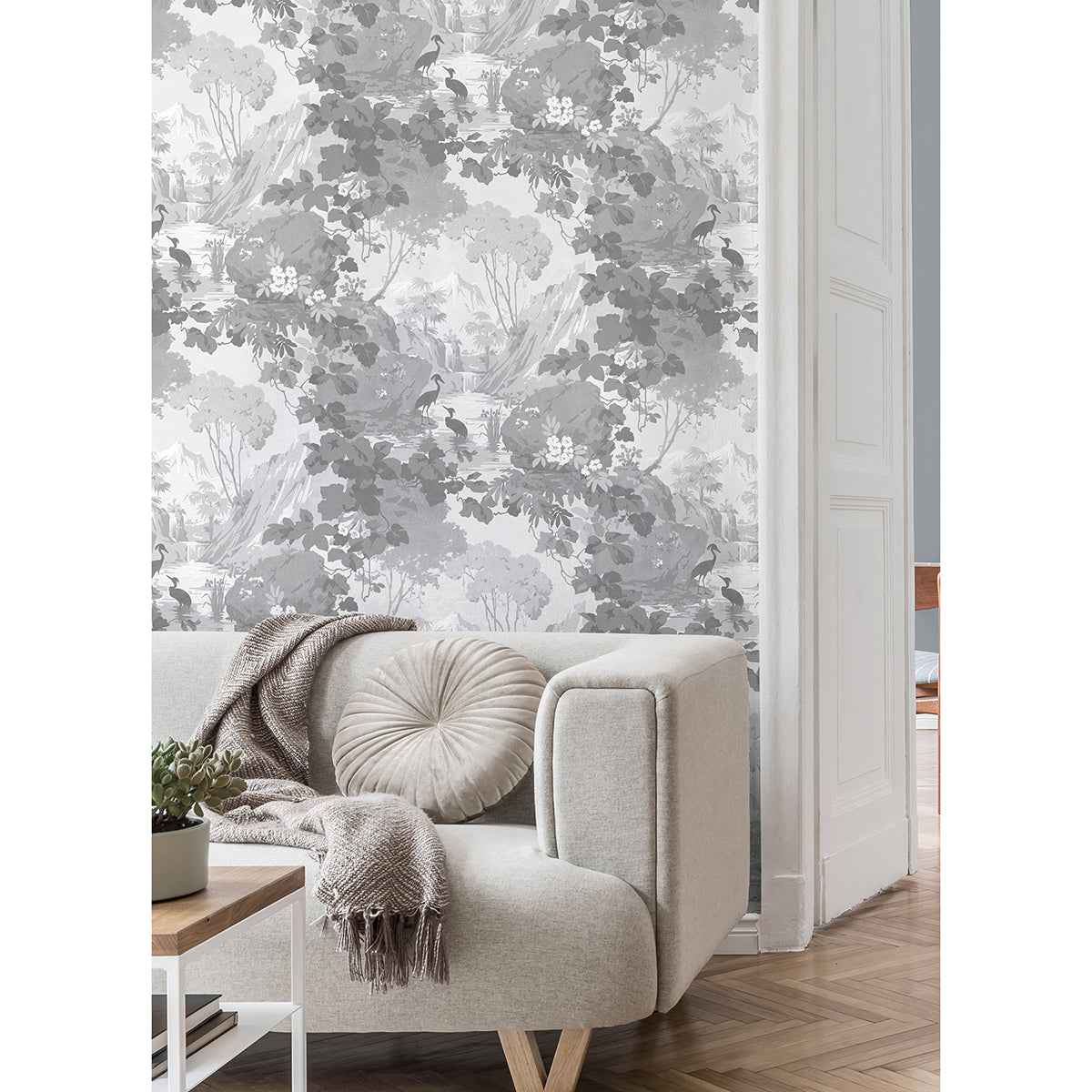 Eden Grey Crane Lagoon Wallpaper - York Wallcoverings - M1677 - York Wallcoverings Wallpaper
