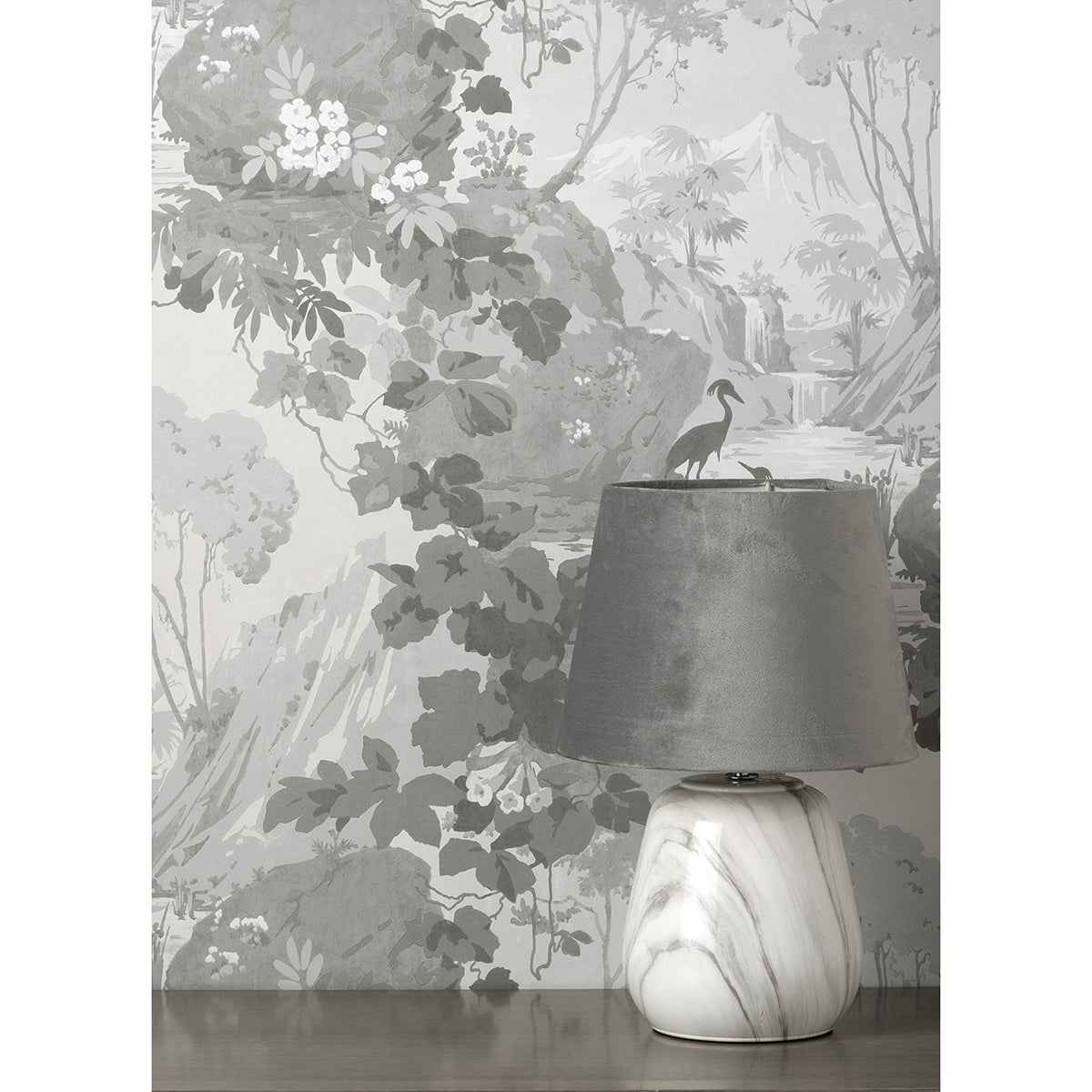 Eden Grey Crane Lagoon Wallpaper - York Wallcoverings - M1677 - York Wallcoverings Wallpaper