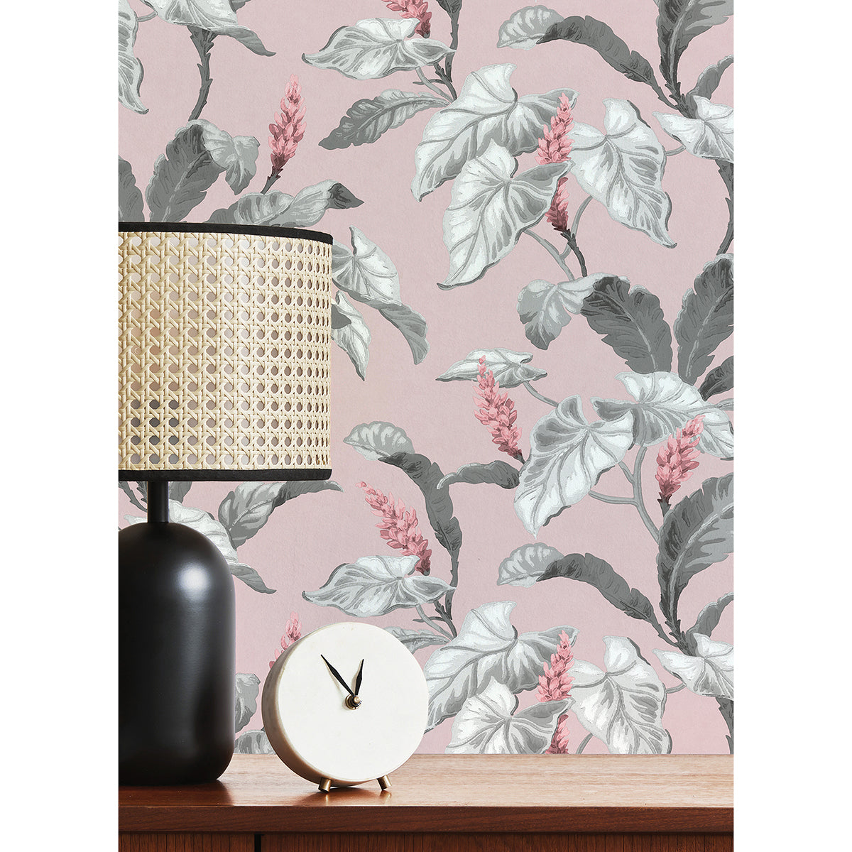 meridian-parade-pink-tropical-leaves-wallpaper-york-wallcoverings-m1690 - York Wallcoverings Wallpaper