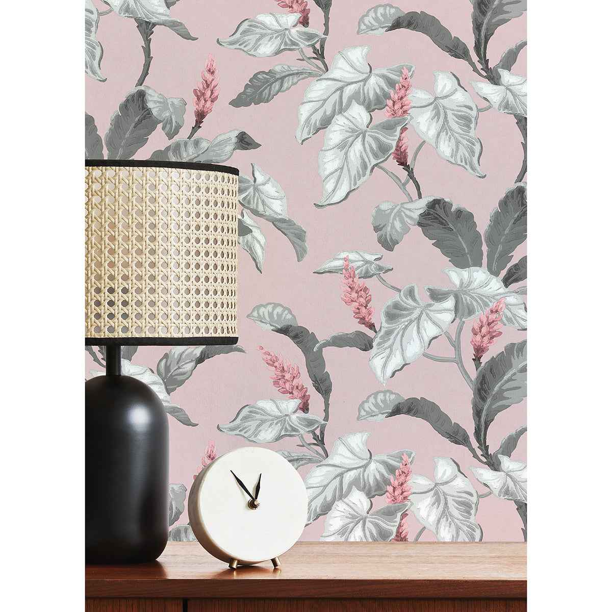 Meridian Parade Pink Tropical Leaves Wallpaper - York Wallcoverings - M1690 - York Wallcoverings Wallpaper