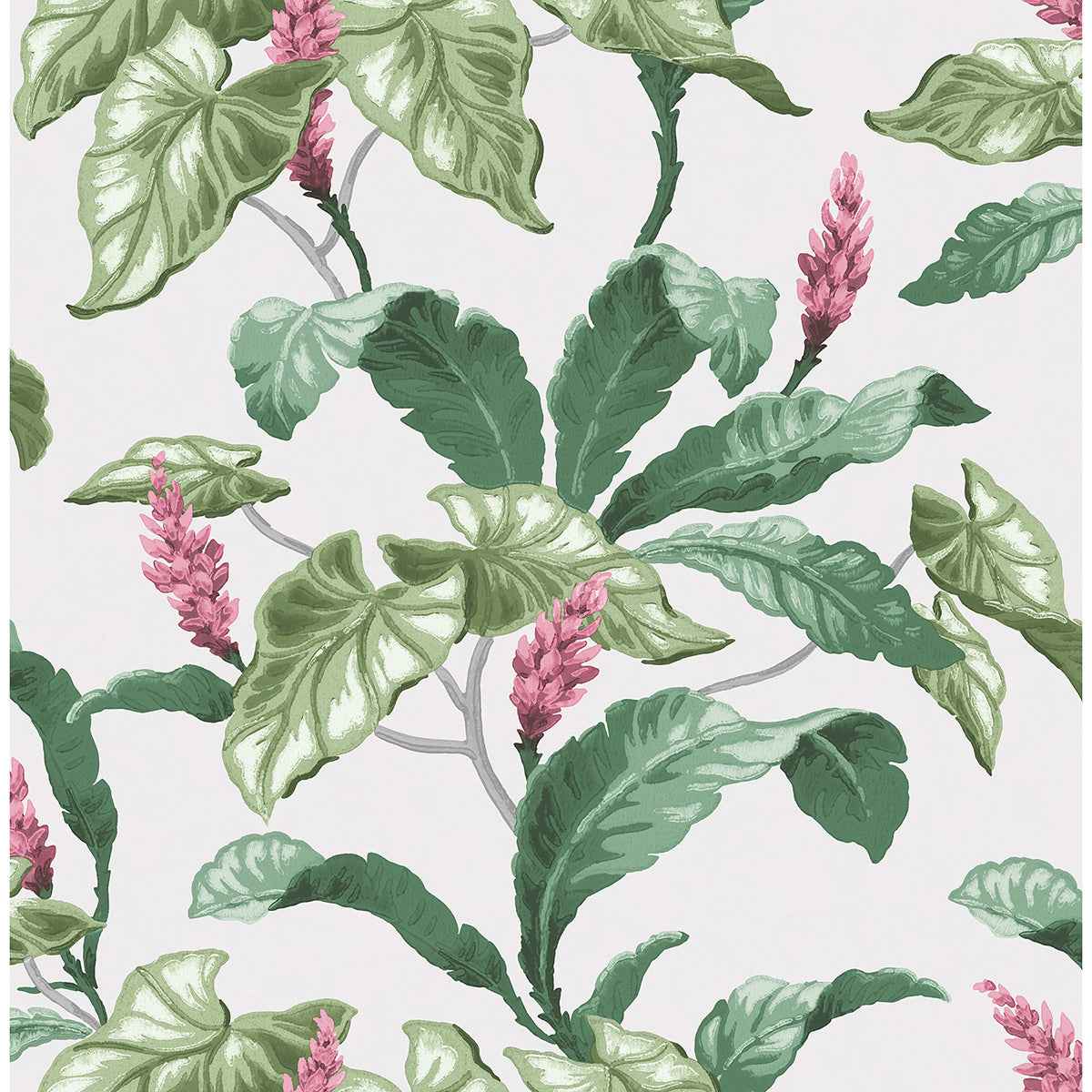 Meridian Parade Green Tropical Leaves Wallpaper - York Wallcoverings - M1692