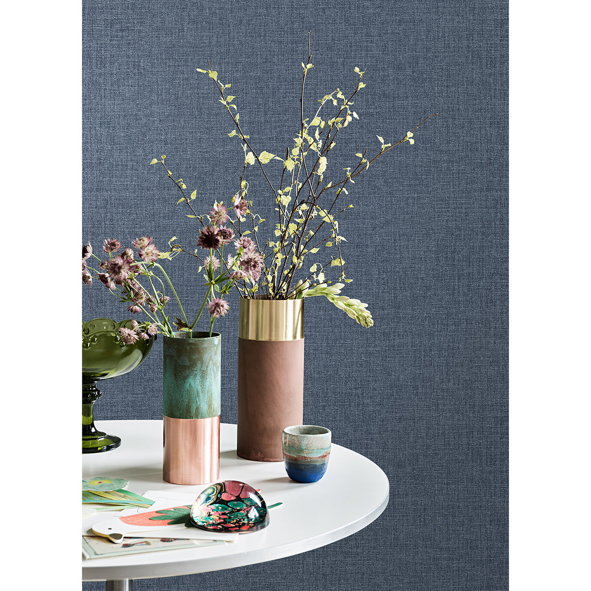 glen-dark-blue-linen-wallpaper-york-wallcoverings-m1701 - York Wallcoverings Wallpaper