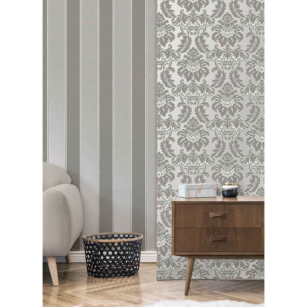 Rydia Grey Stripe Wallpaper - York Wallcoverings - M1709 - York Wallcoverings Wallpaper