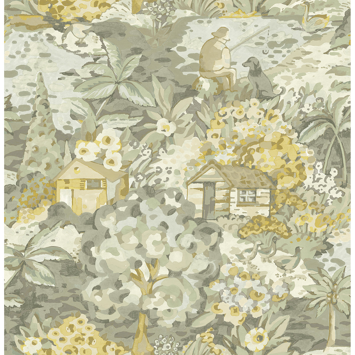 yellow-grey-le-forestier-peel-and-stick-wallpaper-york-wallcoverings-cbs4505 - York Wallcoverings Wallpaper
