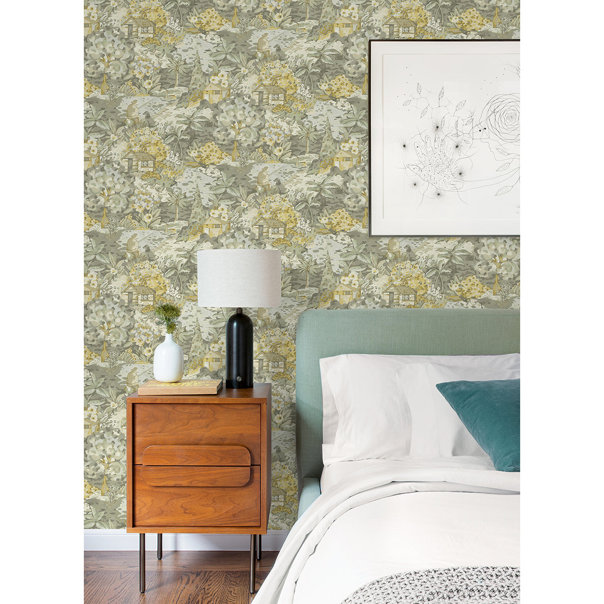 yellow-grey-le-forestier-peel-and-stick-wallpaper-york-wallcoverings-cbs4505 - York Wallcoverings Wallpaper