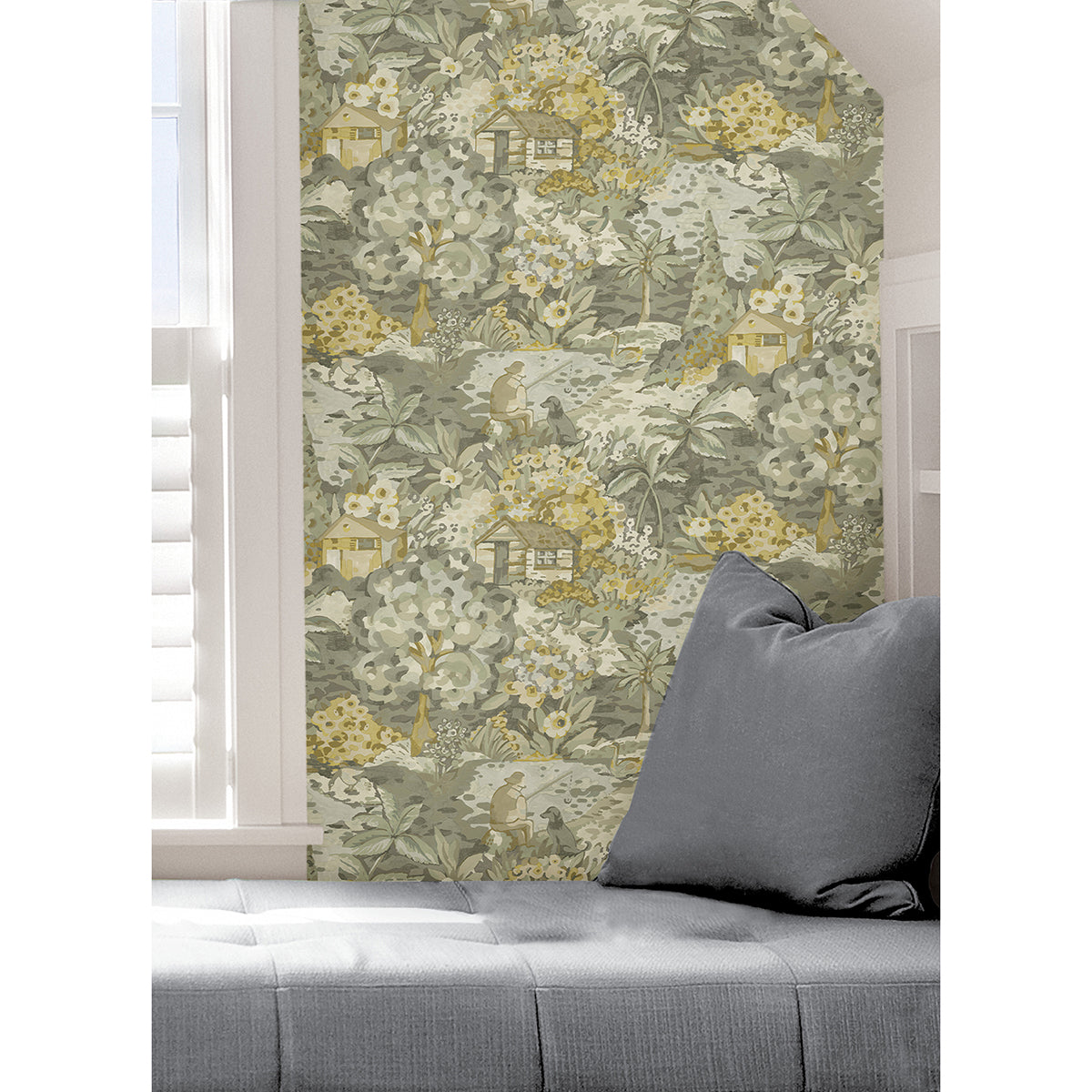 yellow-grey-le-forestier-peel-and-stick-wallpaper-york-wallcoverings-cbs4505 - York Wallcoverings Wallpaper