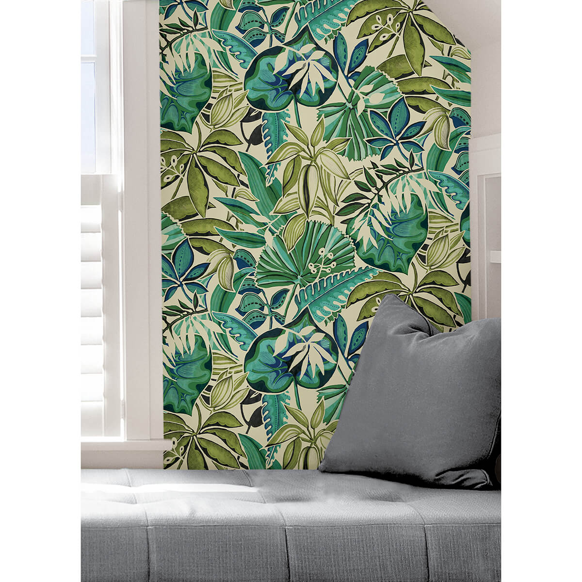turquoise-feuilles-peel-and-stick-wallpaper-york-wallcoverings-cbs4513 - York Wallcoverings Wallpaper