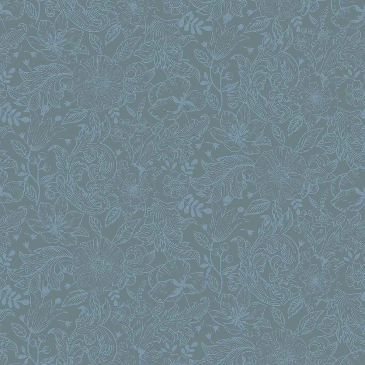 Wilma Blue Block Print Wallpaper - York Wallcoverings - 2999-13128 - York Wallcoverings Wallpaper