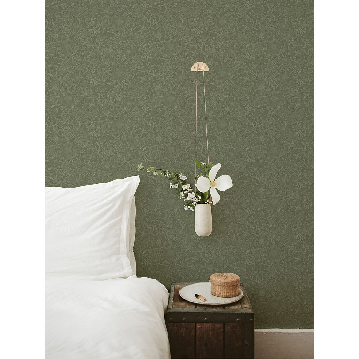 wilma-green-floral-block-print-wallpaper-york-wallcoverings-2999-13129 - York Wallcoverings Papel pintado