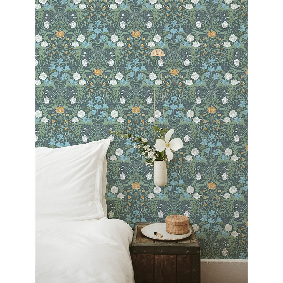 froso-turquoise-garden-damask-wallpaper-york-wallcoverings-2999-24106 - York Wallcoverings Papel pintado