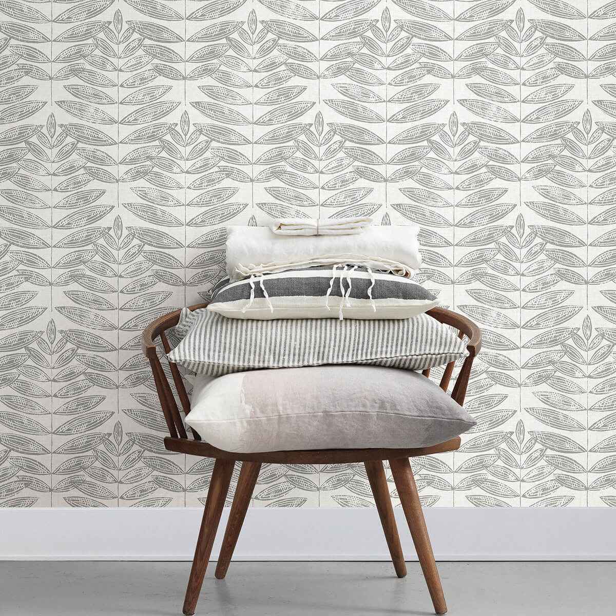 Akira Grey Leaf Wallpaper - York Wallcoverings - 2999-25101 - York Wallcoverings Wallpaper