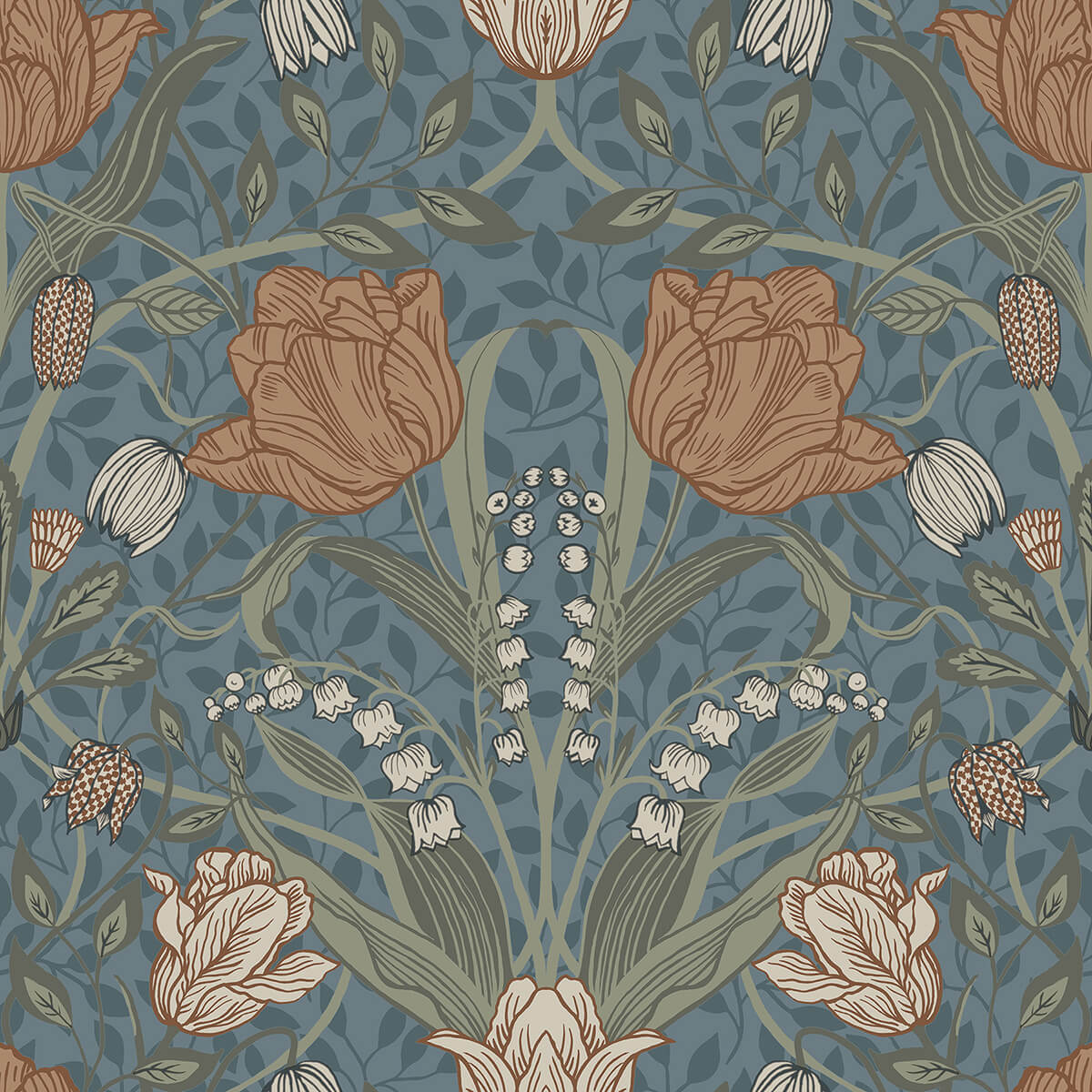filippa-blue-tulip-wallpaper-york-wallcoverings-2999-33009 - York Wallcoverings Wallpaper