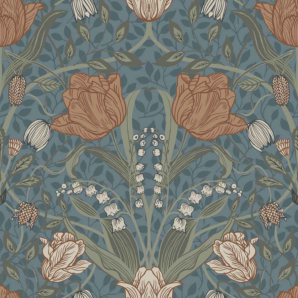 Filippa Blue Tulip Wallpaper - York Wallcoverings - 2999-33009 - York Wallcoverings Wallpaper