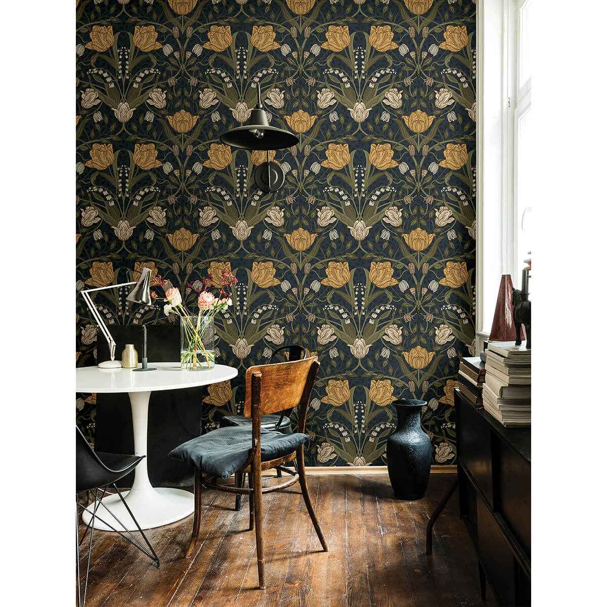 Filippa Navy Tulip Wallpaper - York Wallcoverings - 2999-44106 - York Wallcoverings Wallpaper