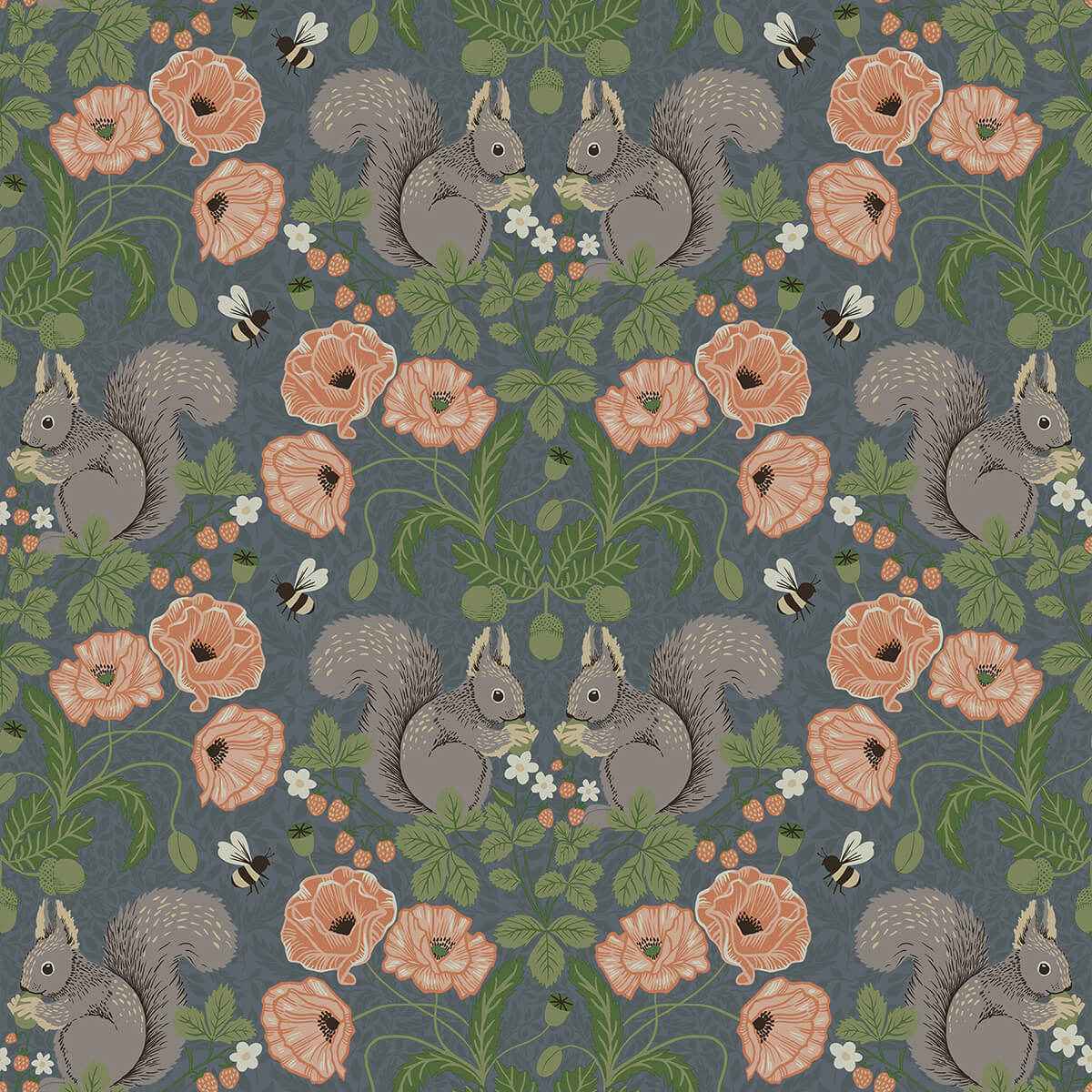 Kurre Blue Woodland Damask Wallpaper - York Wallcoverings - 2999-44122 - York Wallcoverings Wallpaper