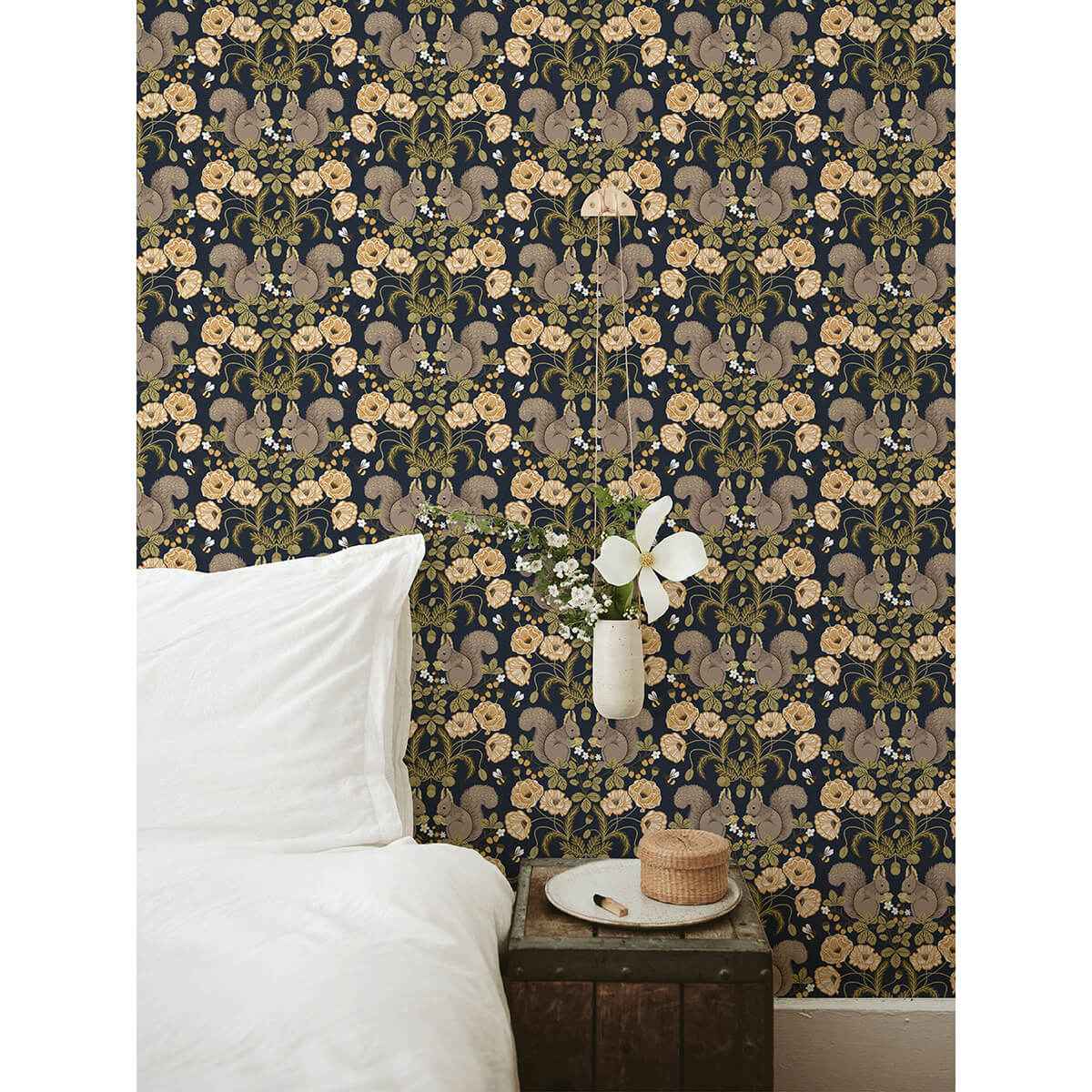 Kurre Dark Blue Woodland Damask Wallpaper - York Wallcoverings - 2999-44123 - York Wallcoverings Wallpaper