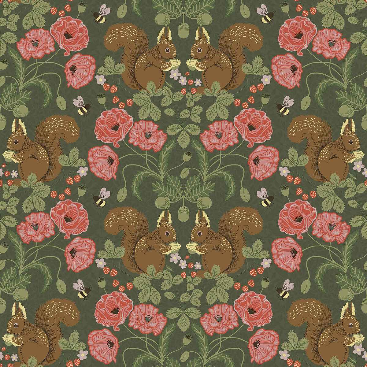 Kurre Dark Green Woodland Damask Wallpaper - York Wallcoverings - 2999-44124 - York Wallcoverings Wallpaper