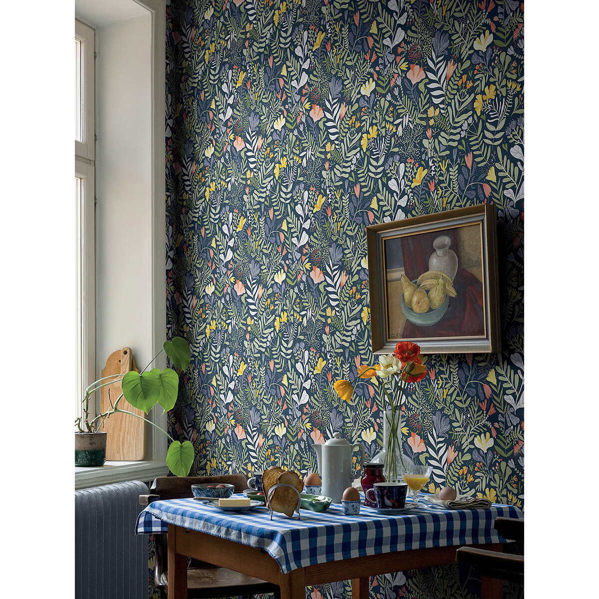 brittsommar-navy-blue-woodland-floral-wallpaper-york-wallcoverings-2999-55010 - York Wallpaper Wallpaper