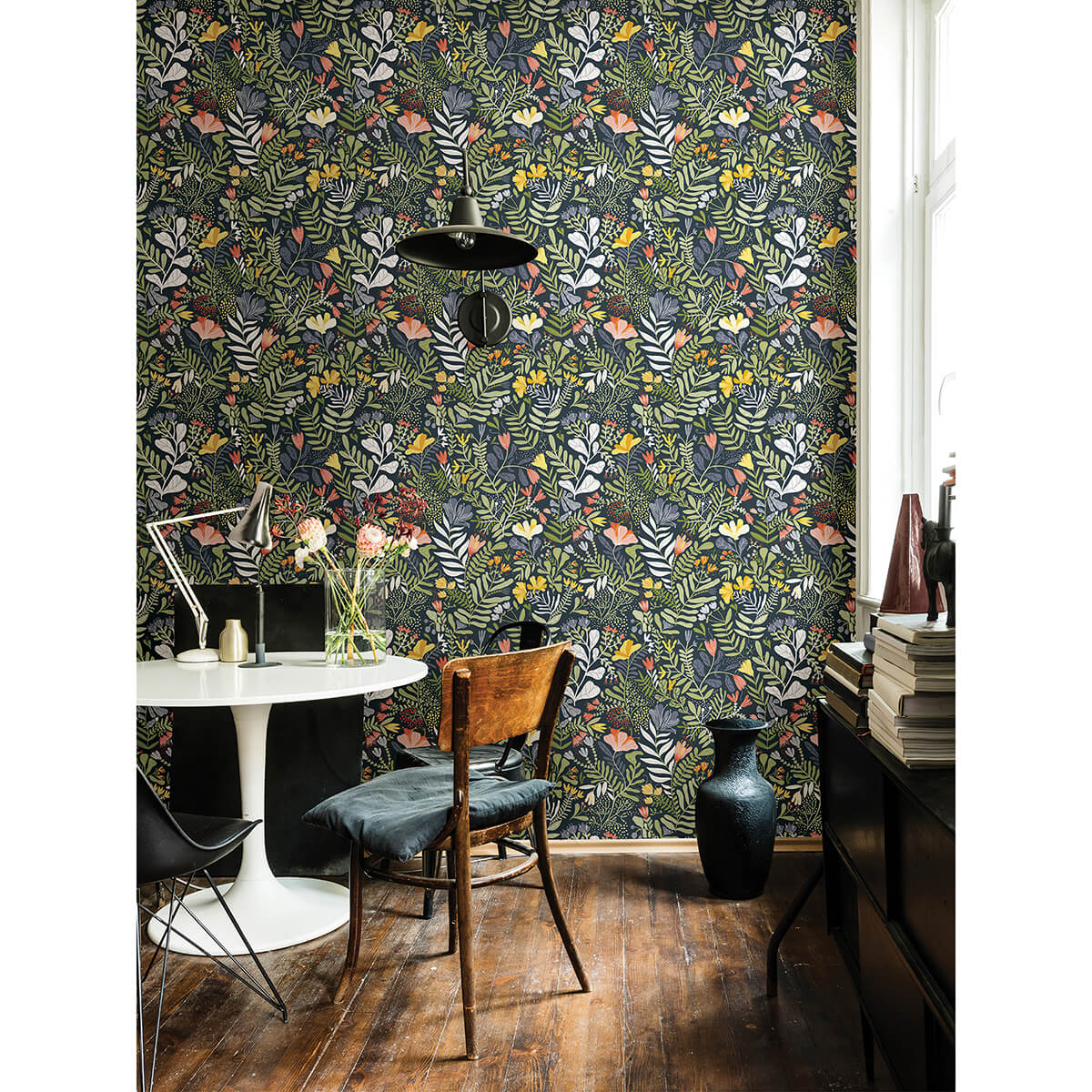 brittsommar-navy-blue-woodland-floral-wallpaper-york-wallcoverings-2999-55010 - York Wallpaper Wallpaper