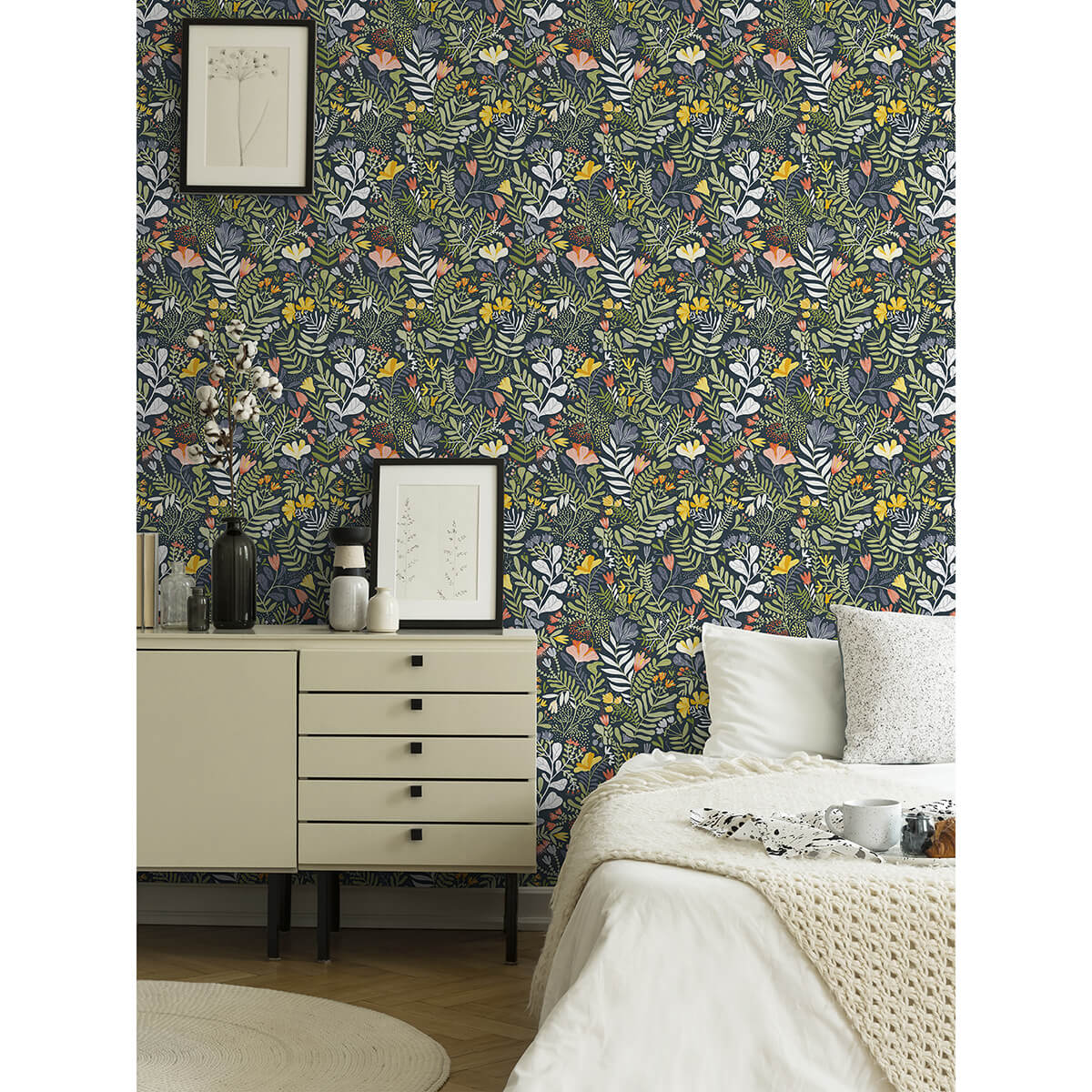 brittsommar-navy-blue-woodland-floral-wallpaper-york-wallcoverings-2999-55010 - York Wallpaper Wallpaper