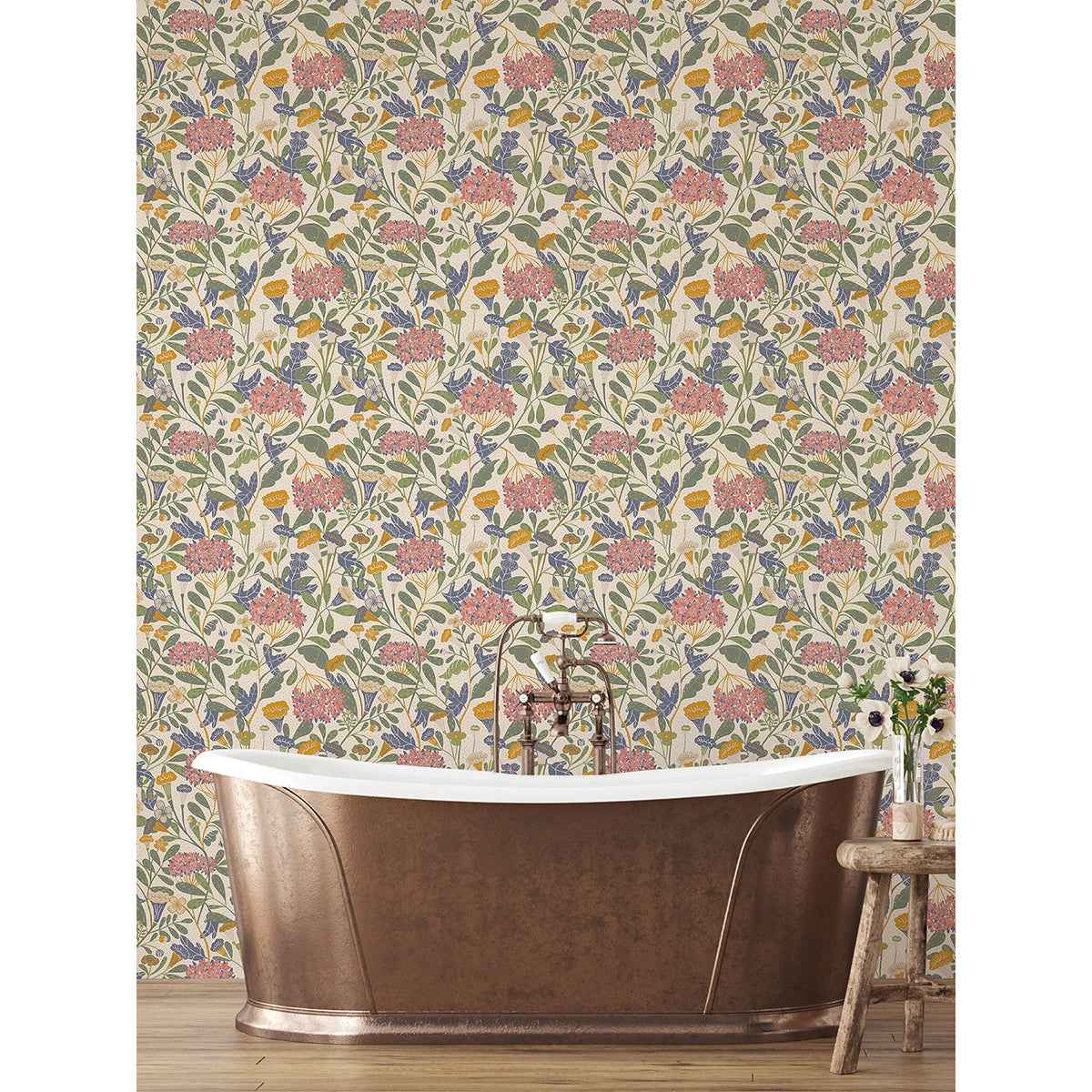 Hybbe Multicolor Hydrangea Garden Wallpaper - York Wallcoverings - 2999-55021 - York Wallcoverings Wallpaper
