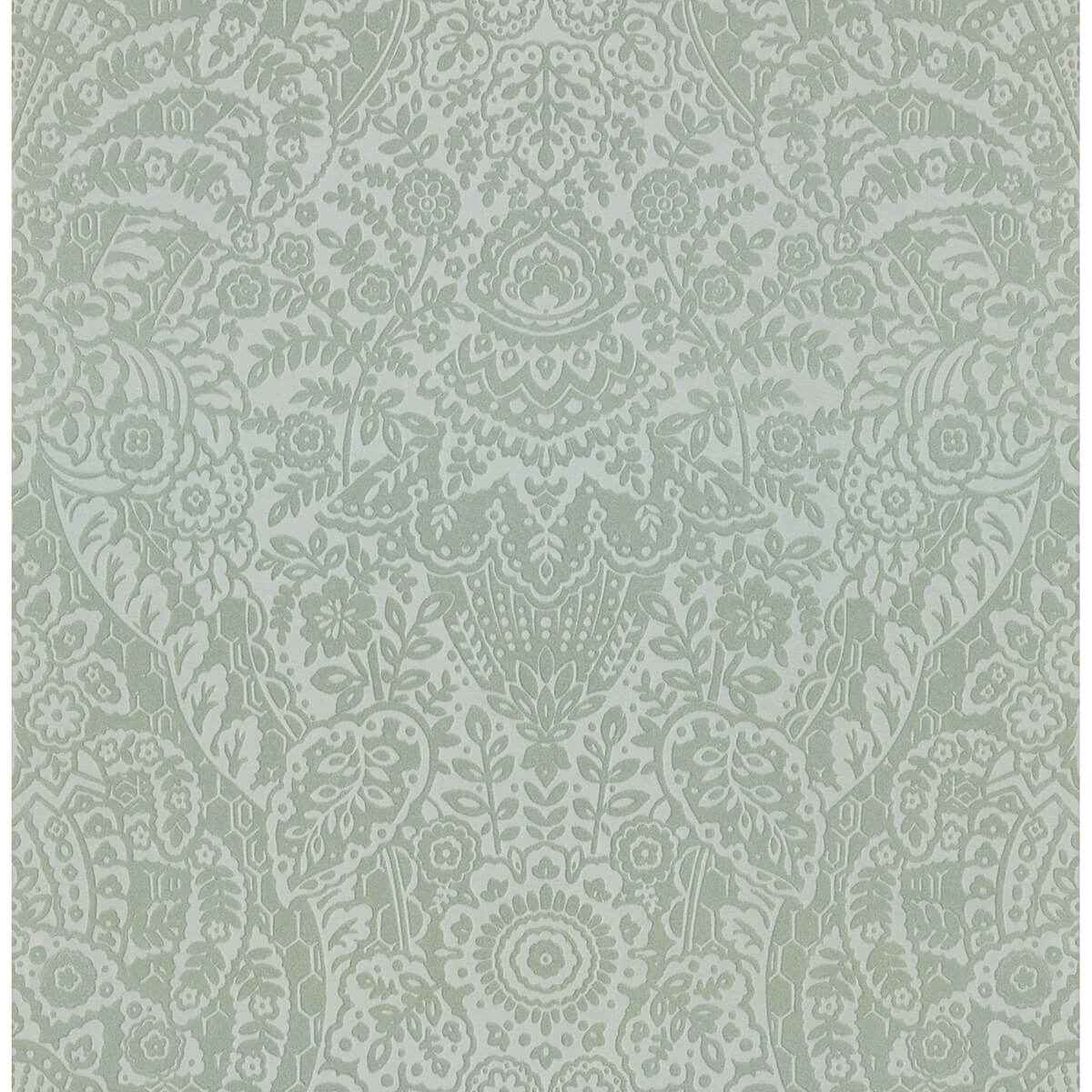 Maris Silver Flock Damask Wallpaper - York Wallcoverings - 2973-87366 - York Wallcoverings Wallpaper