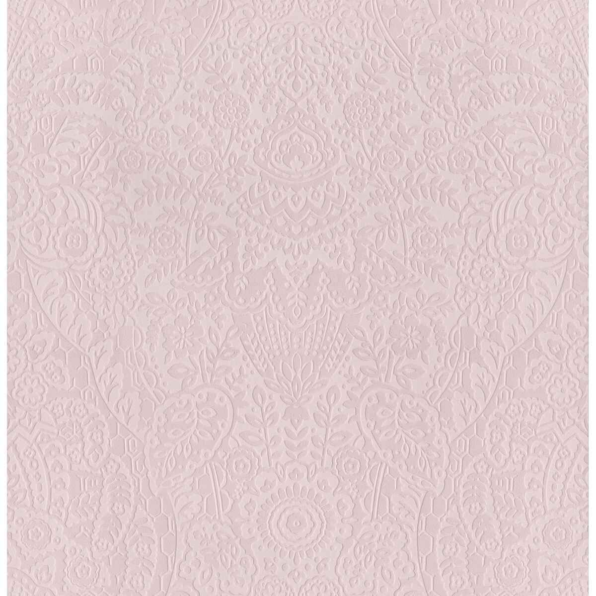Maris Pink Flock Damask Wallpaper - York Wallcoverings - 2973-87368