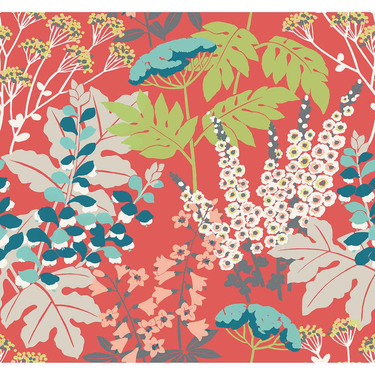 Brie Red Forest Flowers Wallpaper - York Wallcoverings - 2973-90021