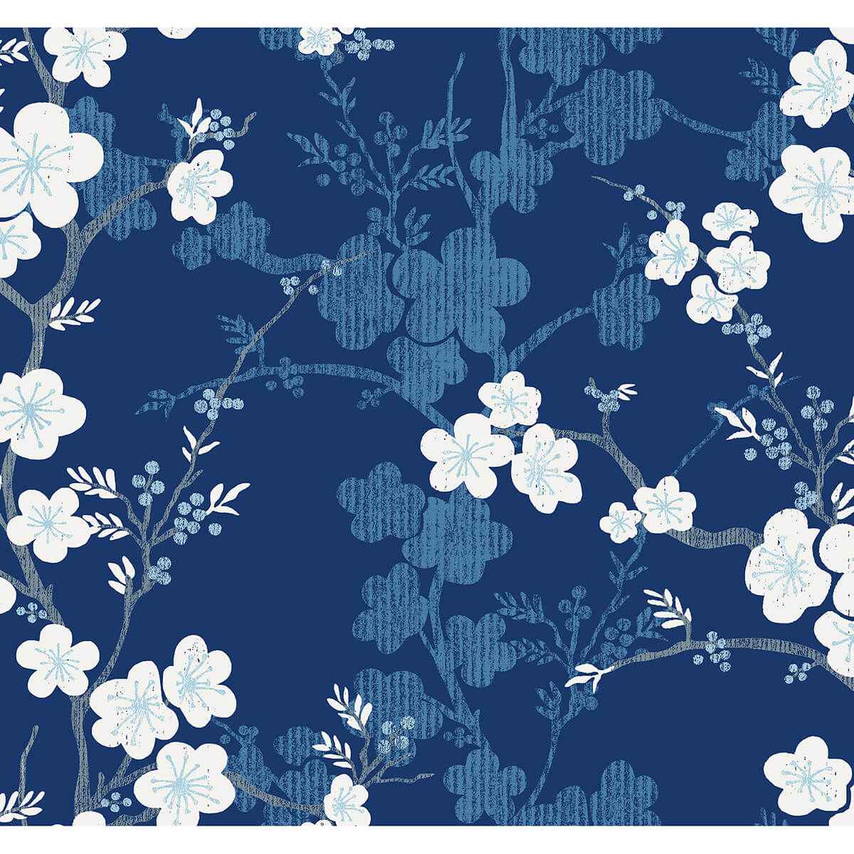 Nicolette Navy Floral Trail Wallpaper - York Wallcoverings - 2973-90104