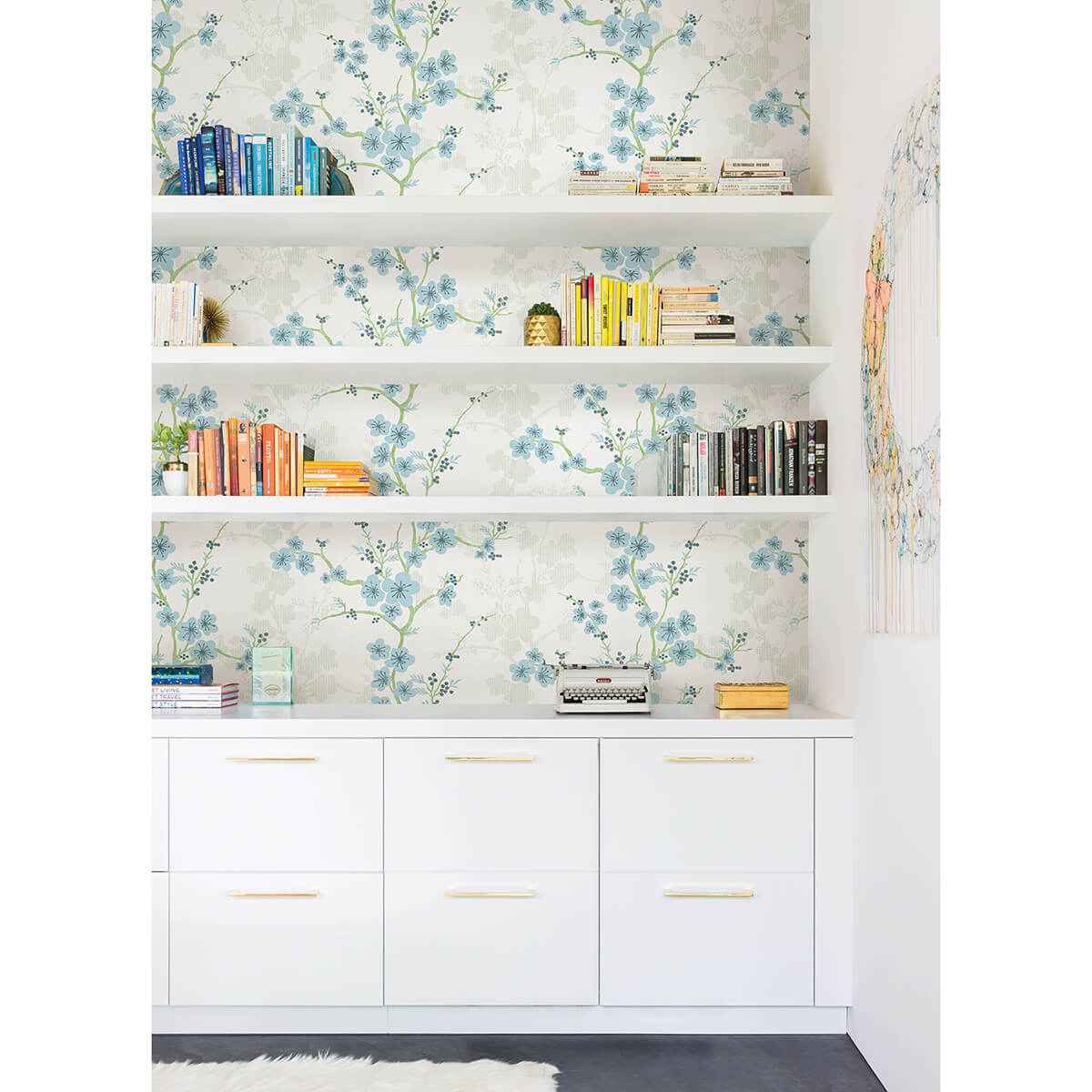 Nicolette Light Blue Floral Trail Wallpaper - York Wallcoverings - 2973-90107 - York Wallcoverings Wallpaper