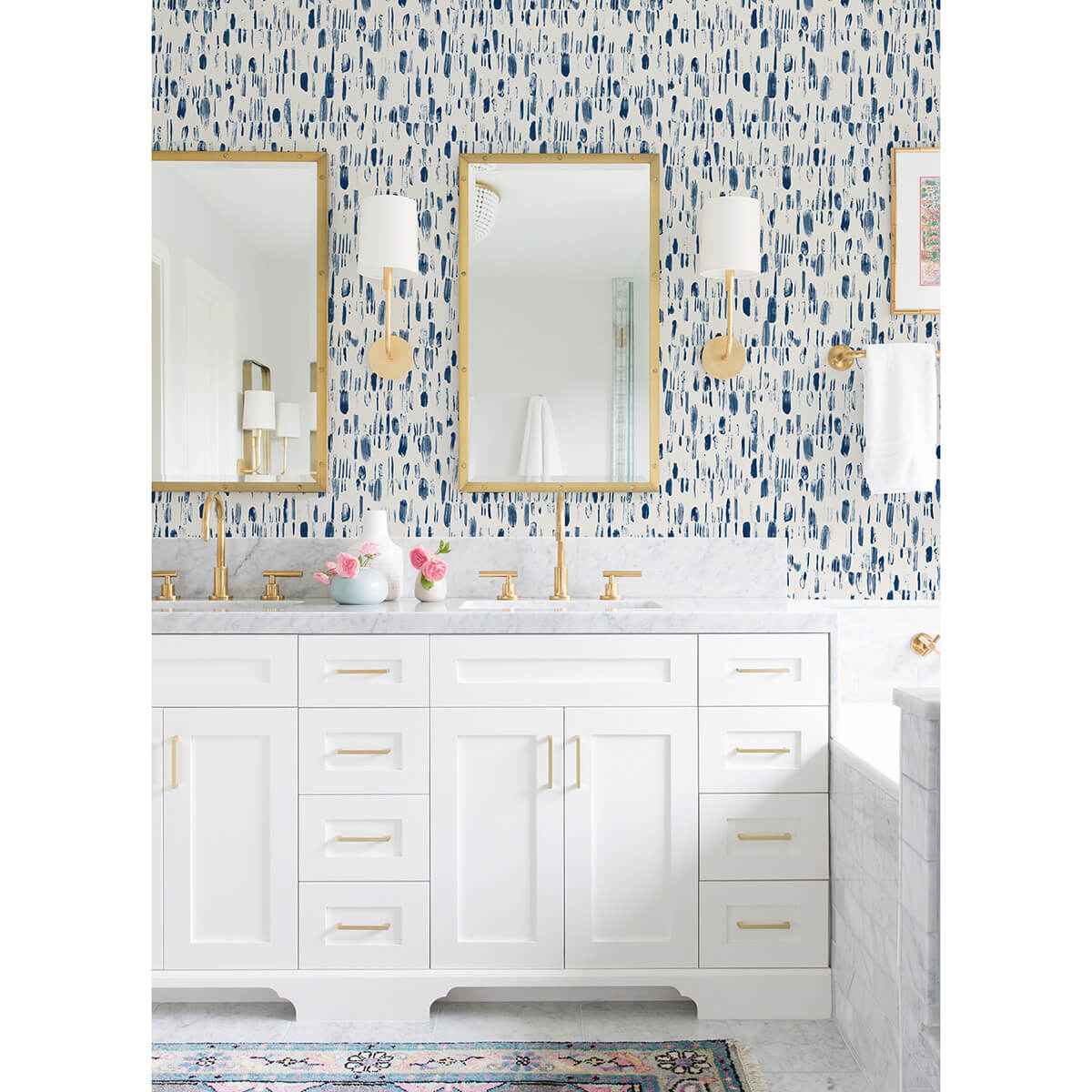 Dwell Navy Brushstrokes Wallpaper - York Wallcoverings - 2973-90202 - York Wallcoverings Wallpaper