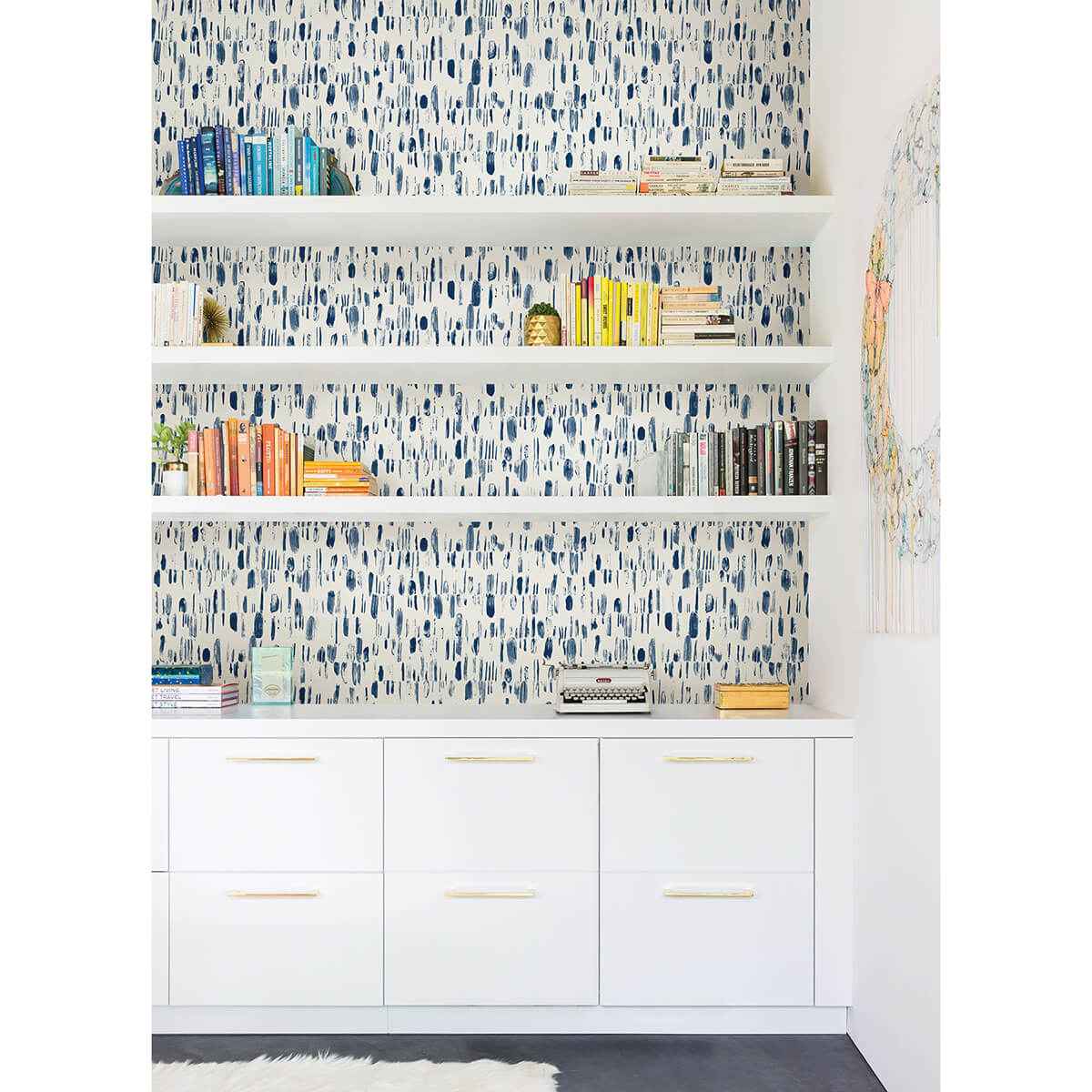Dwell Navy Brushstrokes Wallpaper - York Wallcoverings - 2973-90202 - York Wallcoverings Wallpaper