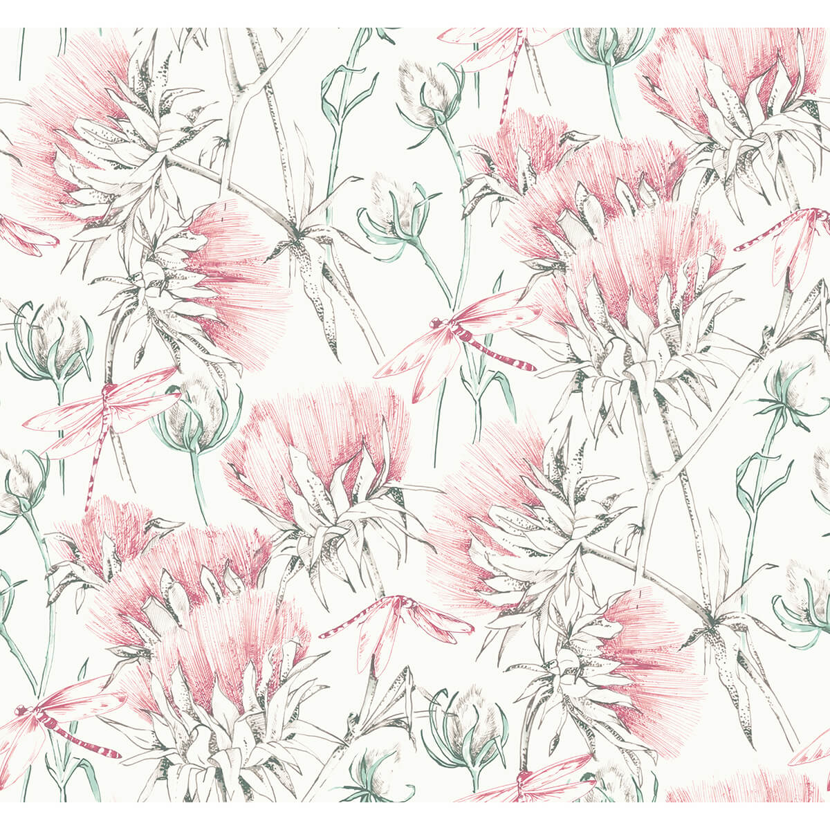mariell-pink-dragonfly-wallpaper-york-wallcoverings-2973-90405 - York Wallcoverings Wallpaper