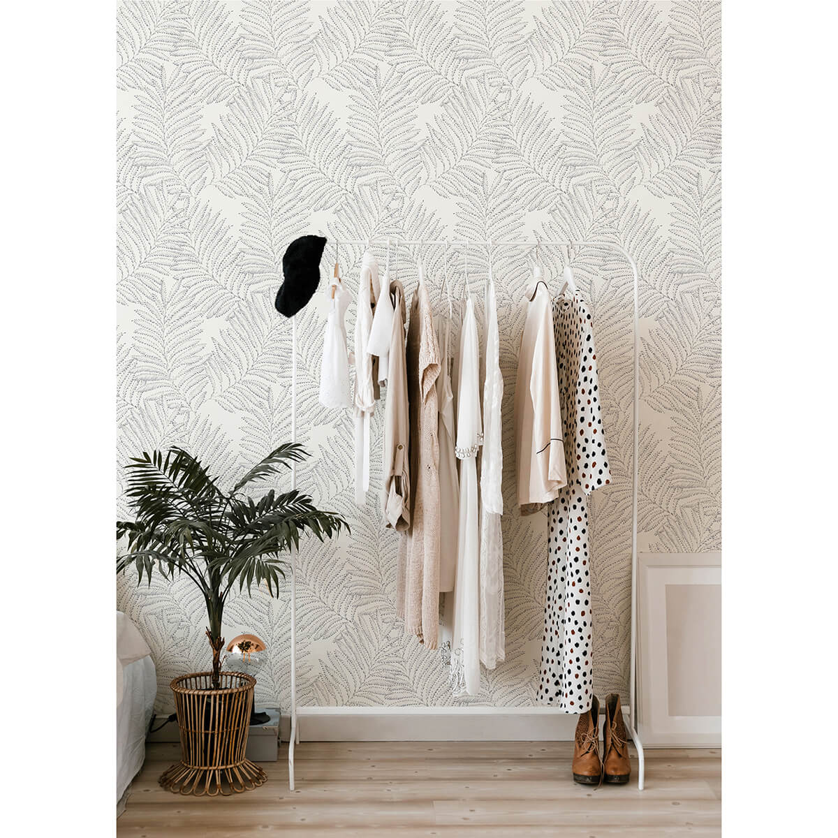 finnley-grey-inked-fern-wallpaper-york-wallcoverings-2973-90505 - York Wallcoverings Wallpaper